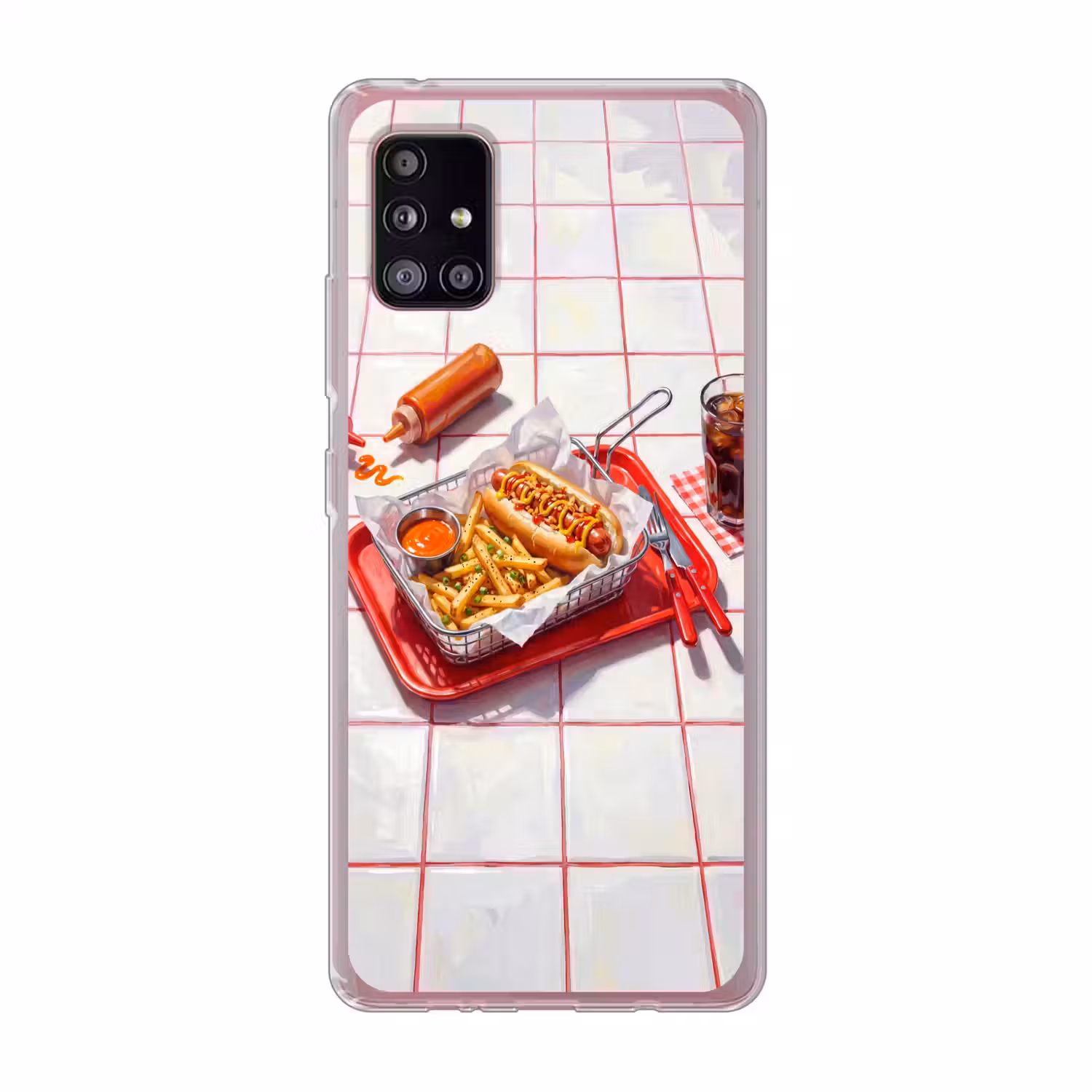 Eten - Hotdog - Fastfood - Modern - Rood Telefoonhoesje Samsung Galaxy A51 5G klein -3d