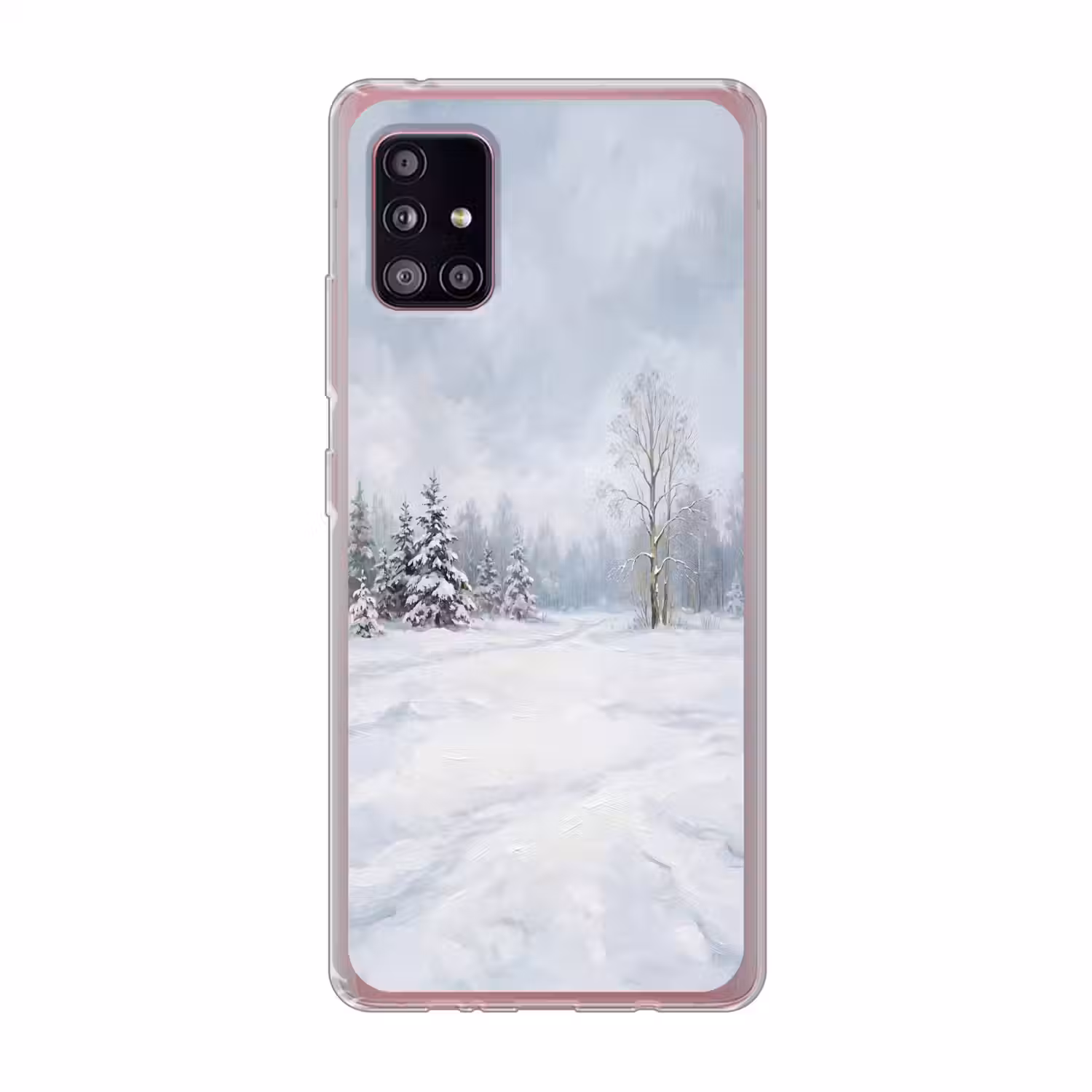 Bospad - Dennen - Sneeuw - Winter - Rustgevend Telefoonhoesje Samsung Galaxy A51 5G klein -3d