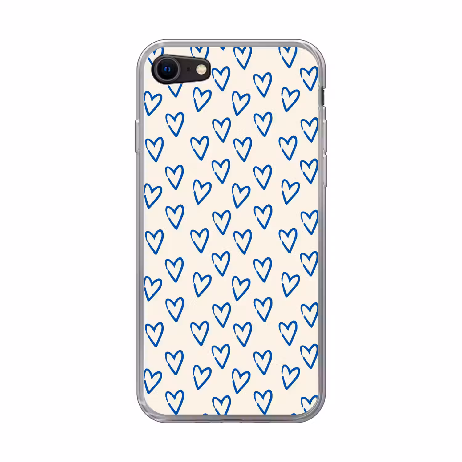Hartjes patroon - Blauw - Beige - Liefde Telefoonhoesje iPhone 7 klein -3d