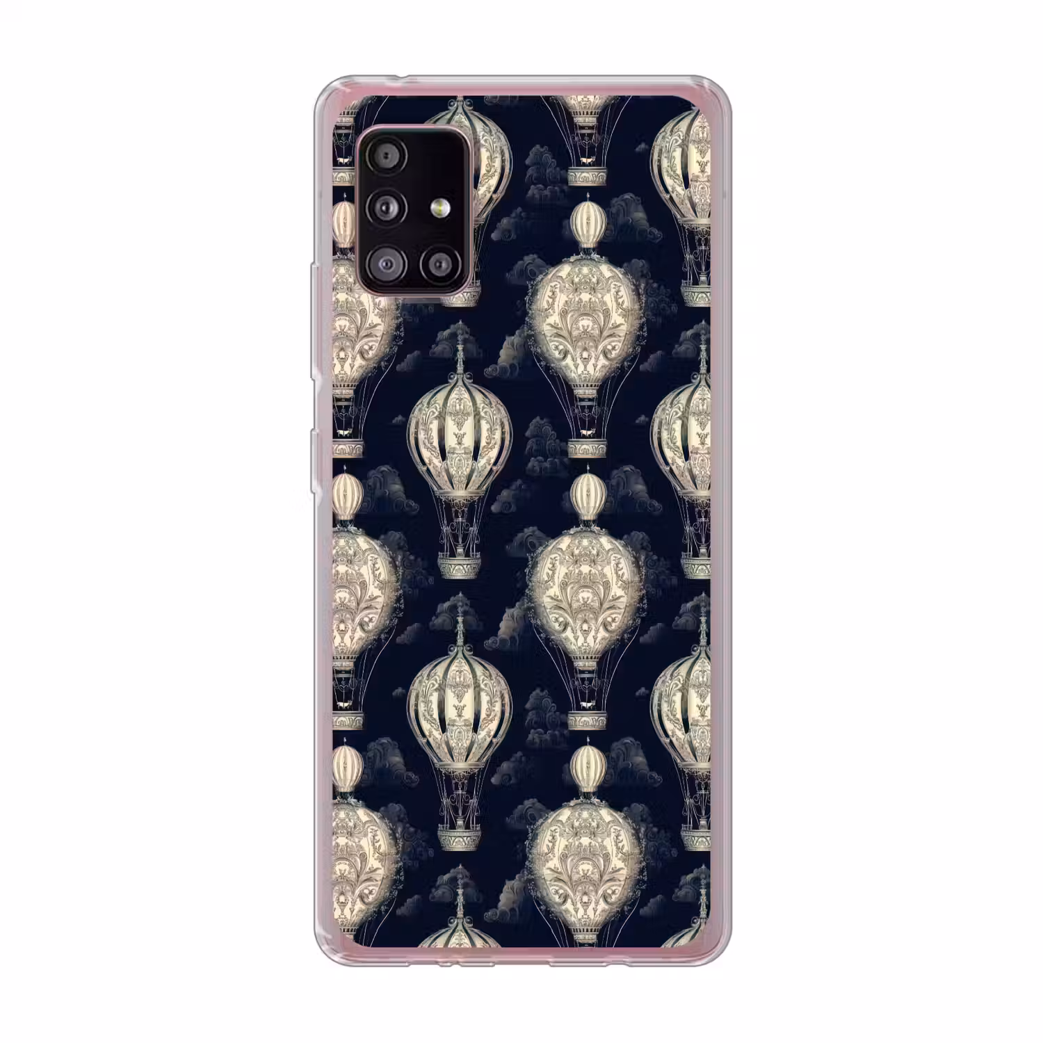 Luchtballonnen - Wolken - Patroon - Donkerblauw Telefoonhoesje Samsung Galaxy A51 5G klein 373 -3d