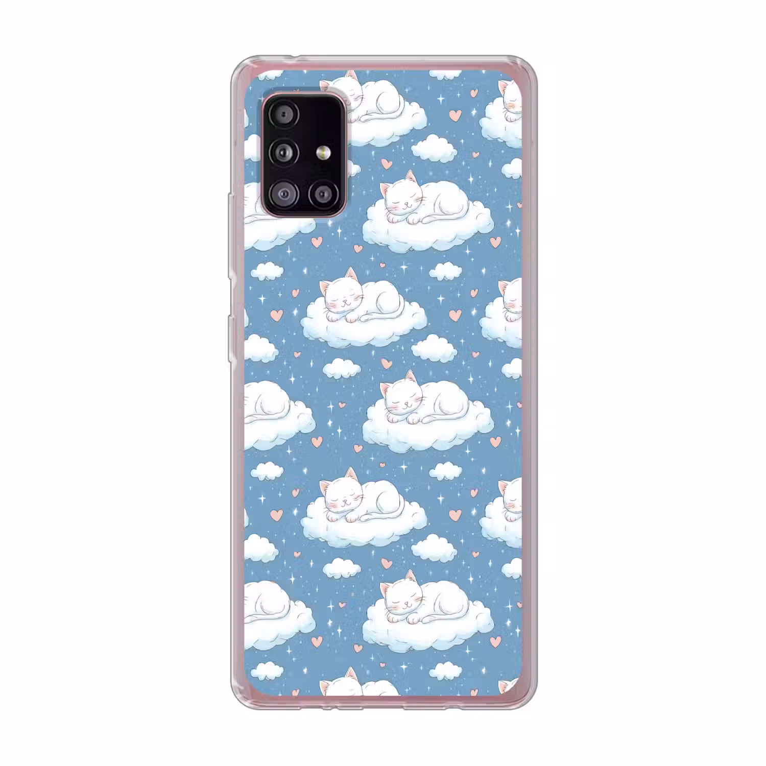 Kitten - Wolken - Blauw Telefoonhoesje Samsung Galaxy A51 5G klein 373 -3d