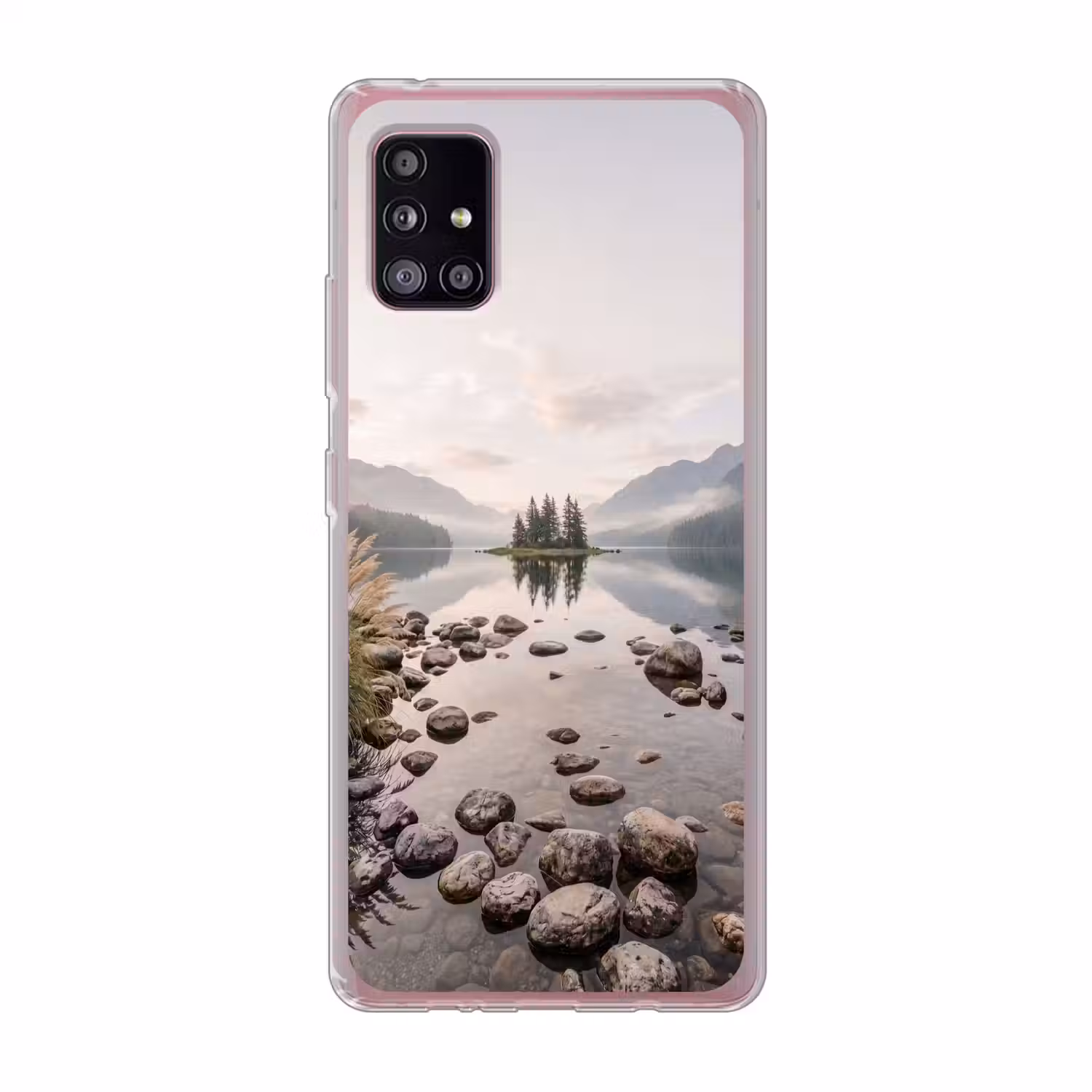 Meer - Bergen - Landschap - Groen Telefoonhoesje Samsung Galaxy A51 5G klein -3d
