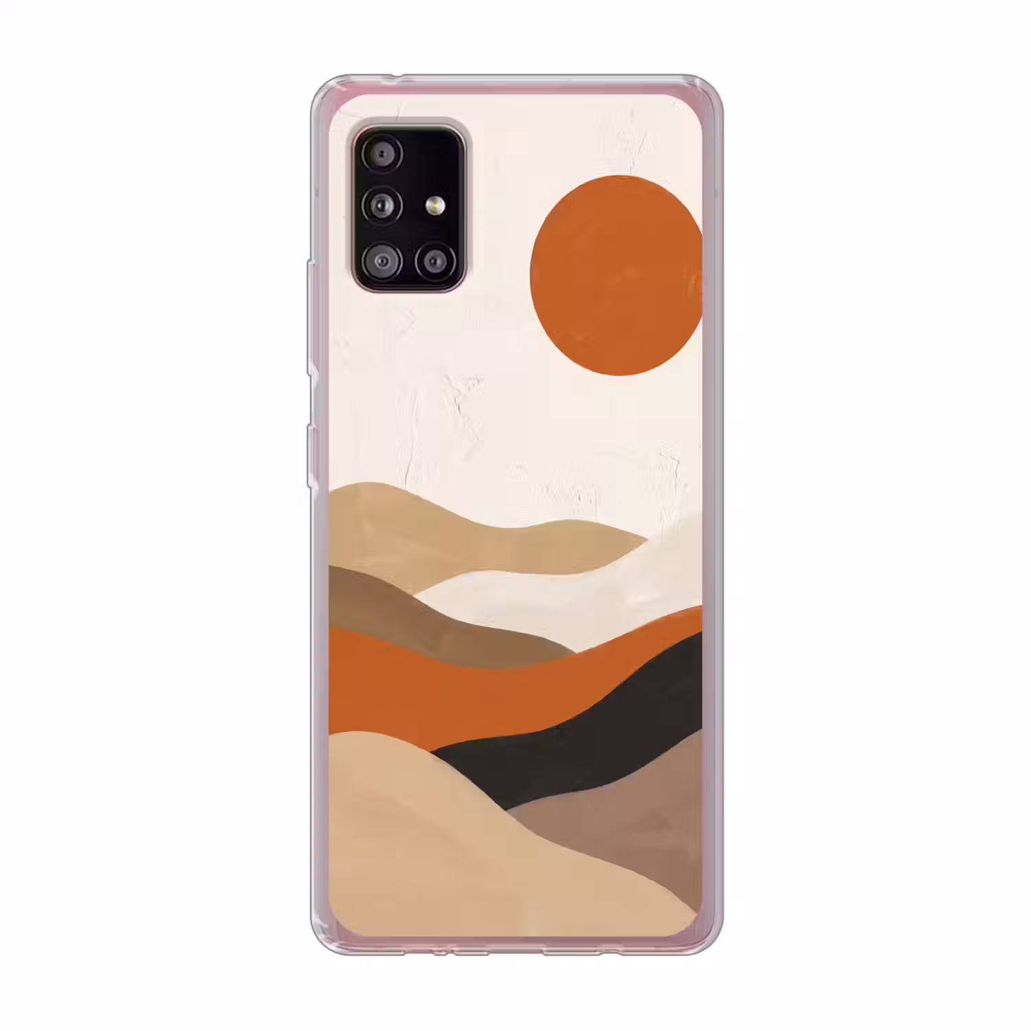 Landschap - Heuvels - Zon - Abstract - Oranje Telefoonhoesje Samsung Galaxy A51 5G klein -3d
