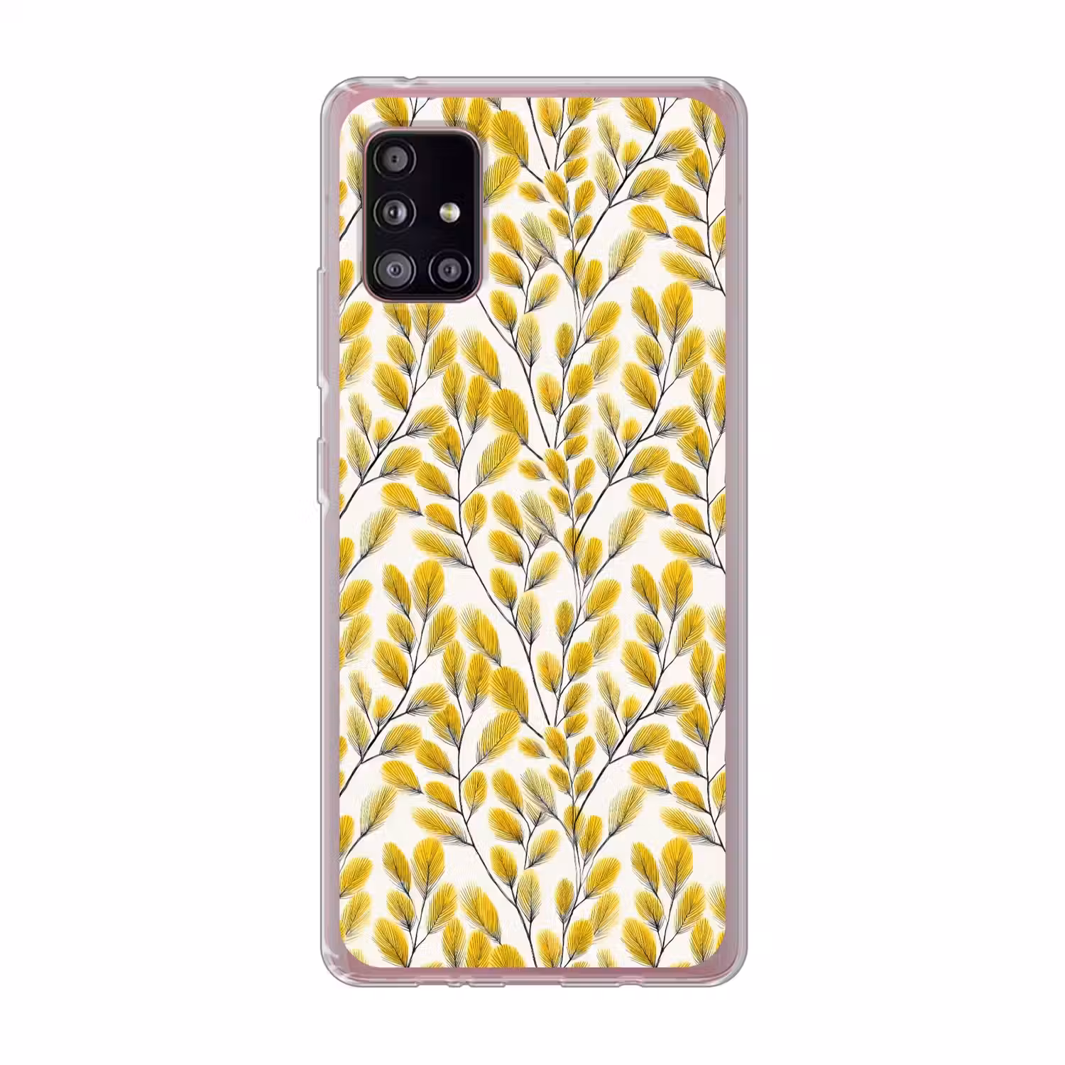 Bladeren - Botanisch - Elegant - Geel - Zwart Telefoonhoesje Samsung Galaxy A51 5G klein 373 -3d