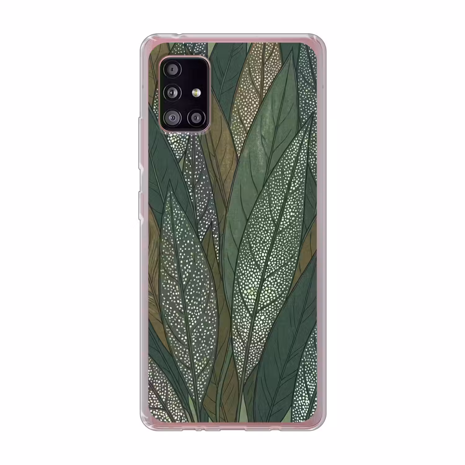 Bladeren - Patroon - Gestippeld - Natuur - Groen Telefoonhoesje Samsung Galaxy A51 5G klein -3d
