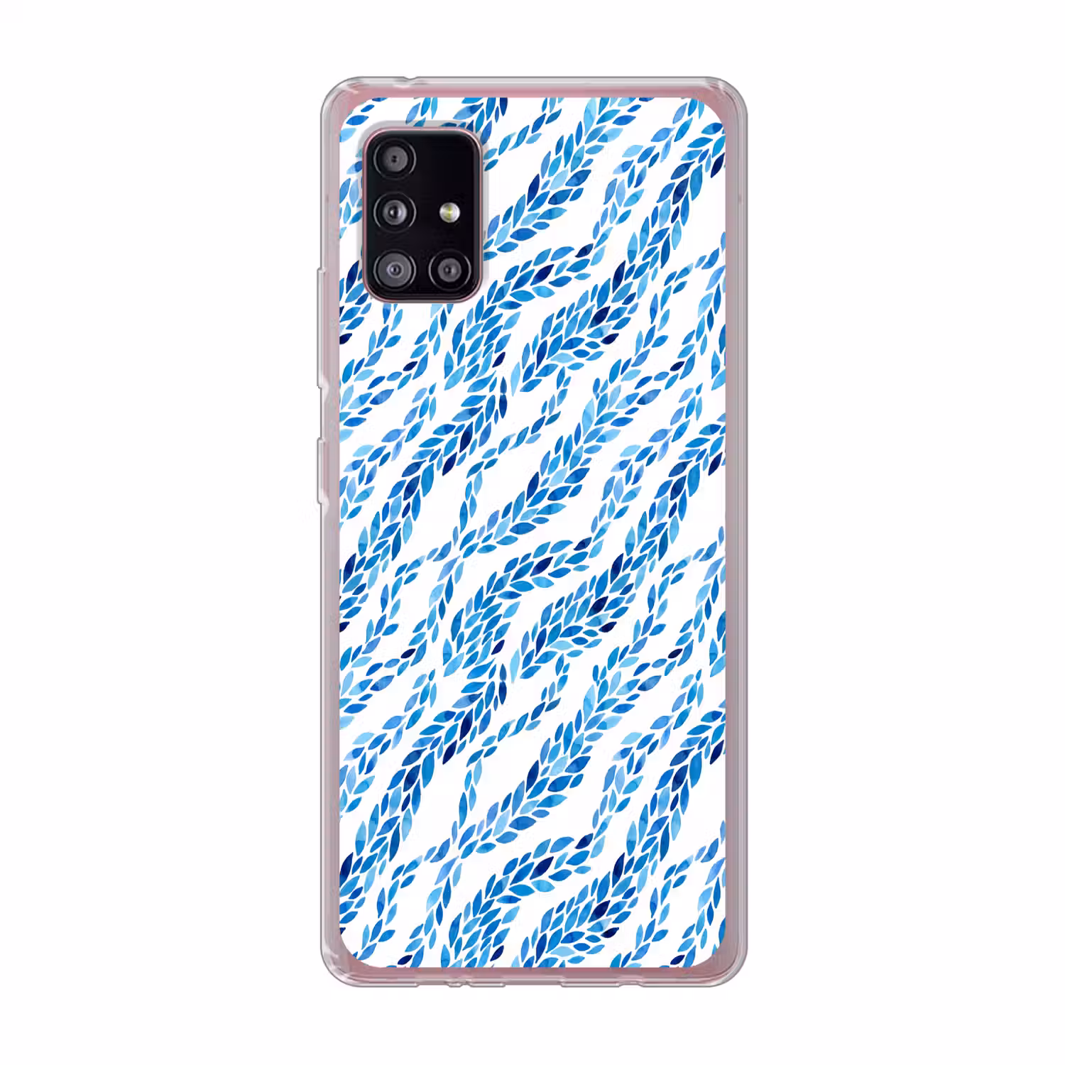 Bladeren - Aquarel - Patroon - Modern - Blauw Telefoonhoesje Samsung Galaxy A51 5G klein -3d