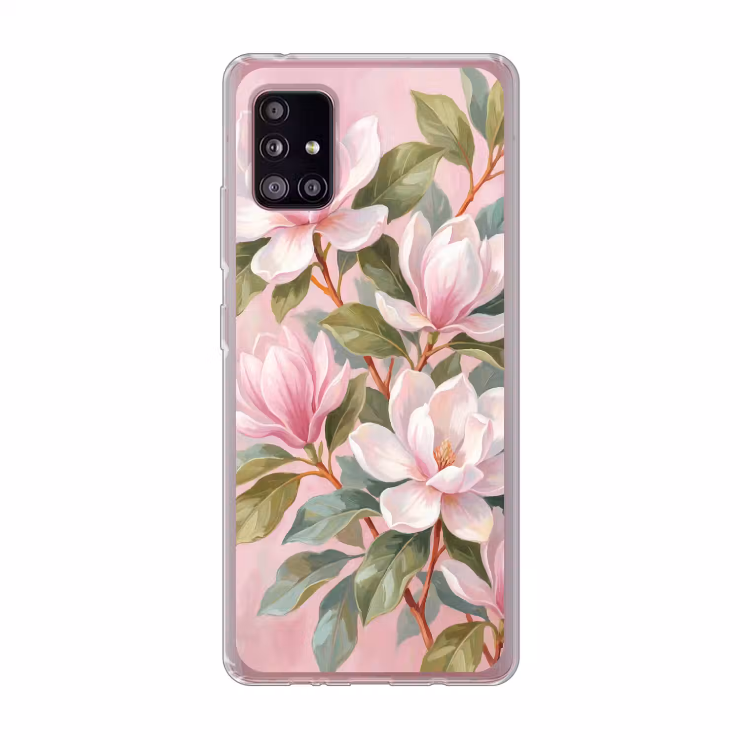 Magnolia's - Patroon - Roze Telefoonhoesje Samsung Galaxy A51 5G klein -3d