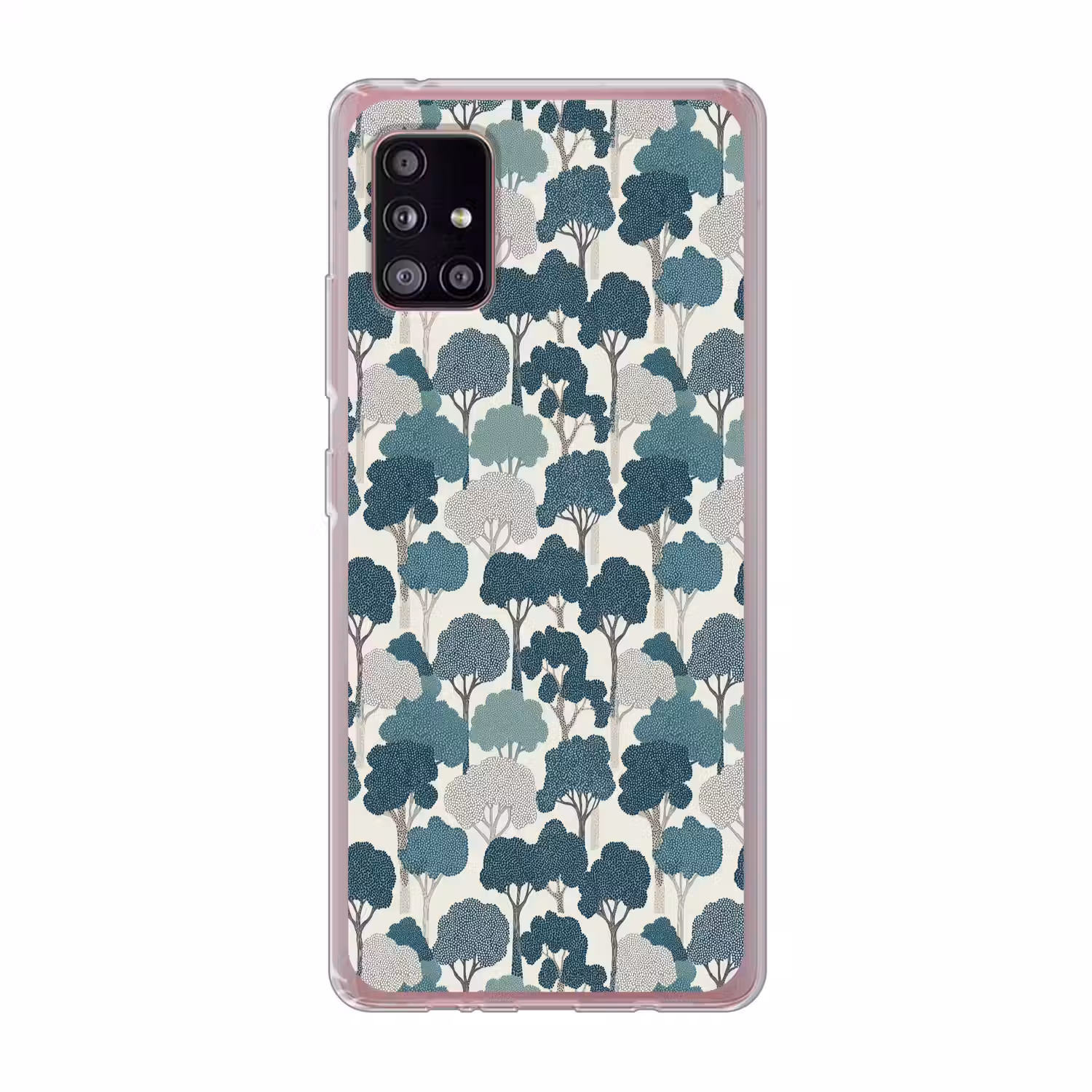 Modern - Bomen - Bos - Patroon - Blauw Telefoonhoesje Samsung Galaxy A51 5G klein 373 -3d