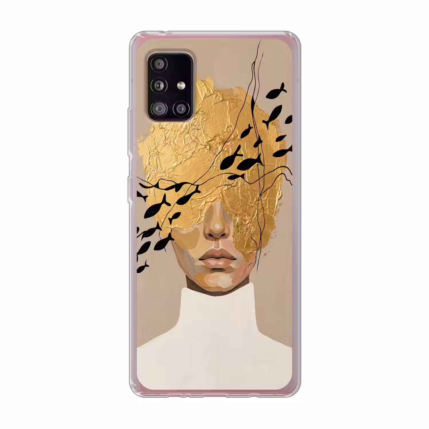 Modern - Vrouw - Goud Telefoonhoesje Samsung Galaxy A51 5G klein -3d
