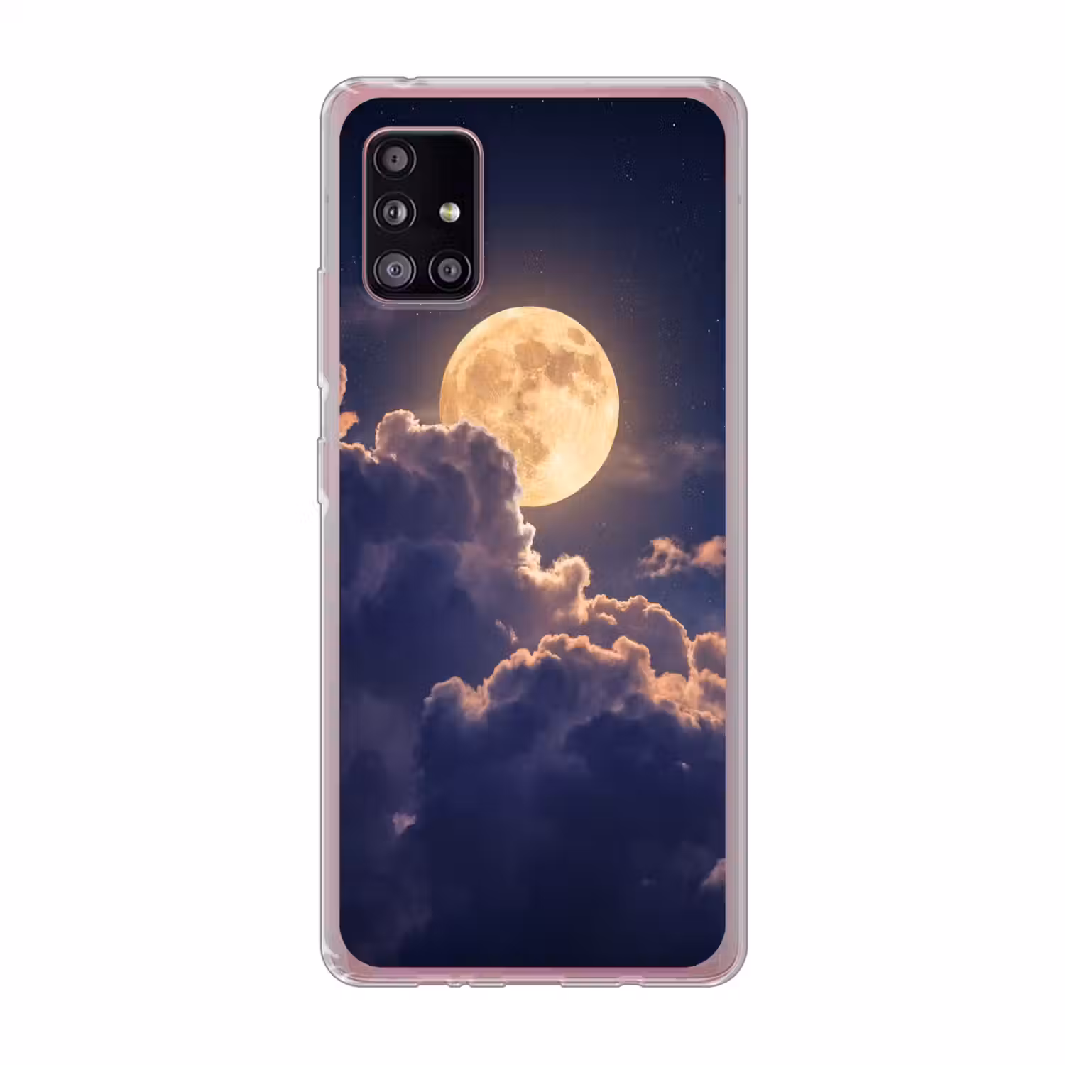 Maan - Wolken - Nacht - Oranje Telefoonhoesje Samsung Galaxy A51 5G klein -3d