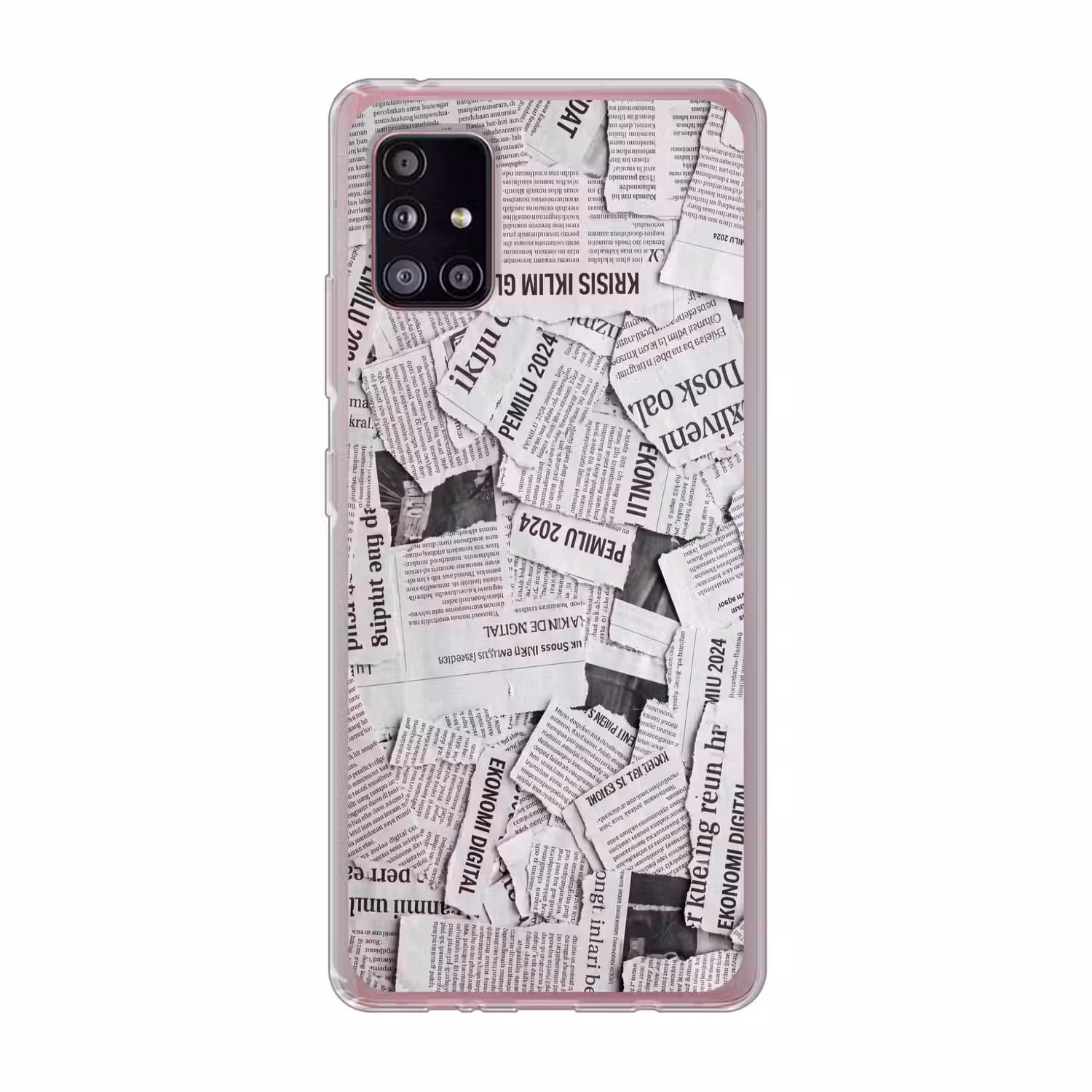 Krant - Versnipperd - Textuur - Zwart-wit - Abstract Telefoonhoesje Samsung Galaxy A51 5G klein -3d