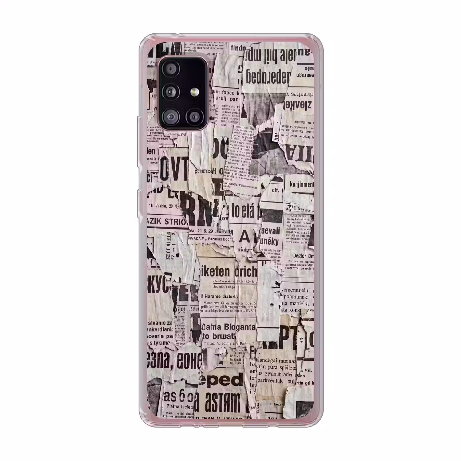 Krant - Gescheurd - Textuur - Abstract - Zwart-wit Telefoonhoesje Samsung Galaxy A51 5G klein -3d