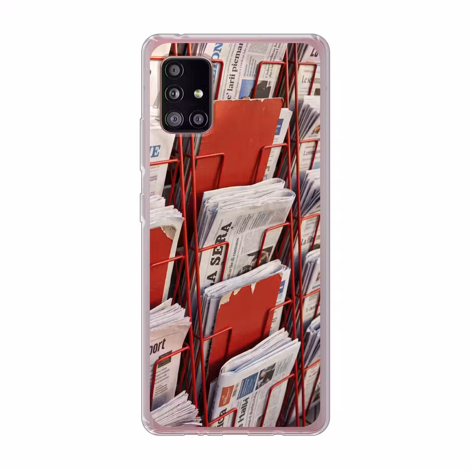 Kranten - Rek - Stedelijk - Dagelijks leven - Rood Telefoonhoesje Samsung Galaxy A51 5G klein -3d
