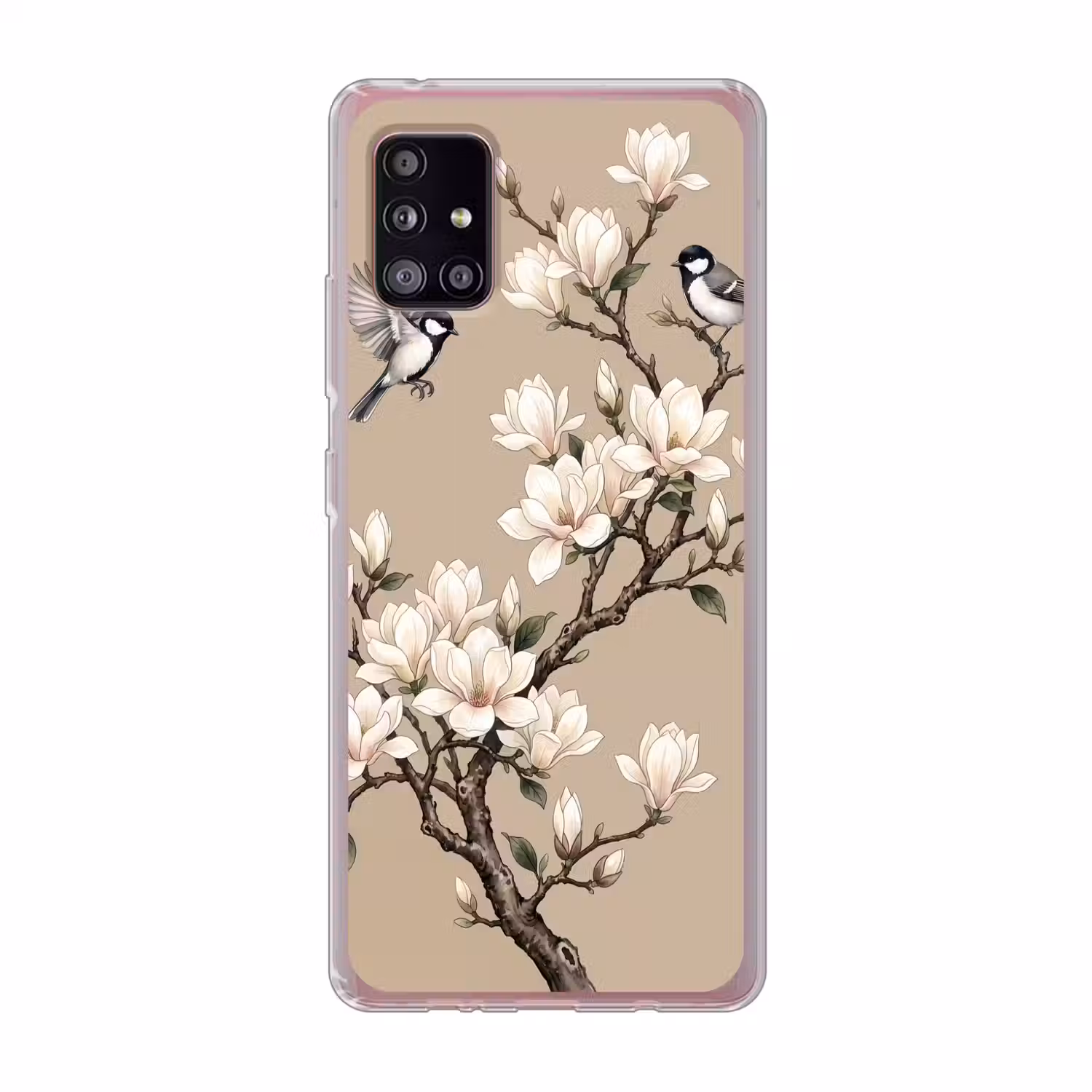 Oosters - Vogels - Beige Telefoonhoesje Samsung Galaxy A51 5G klein -3d
