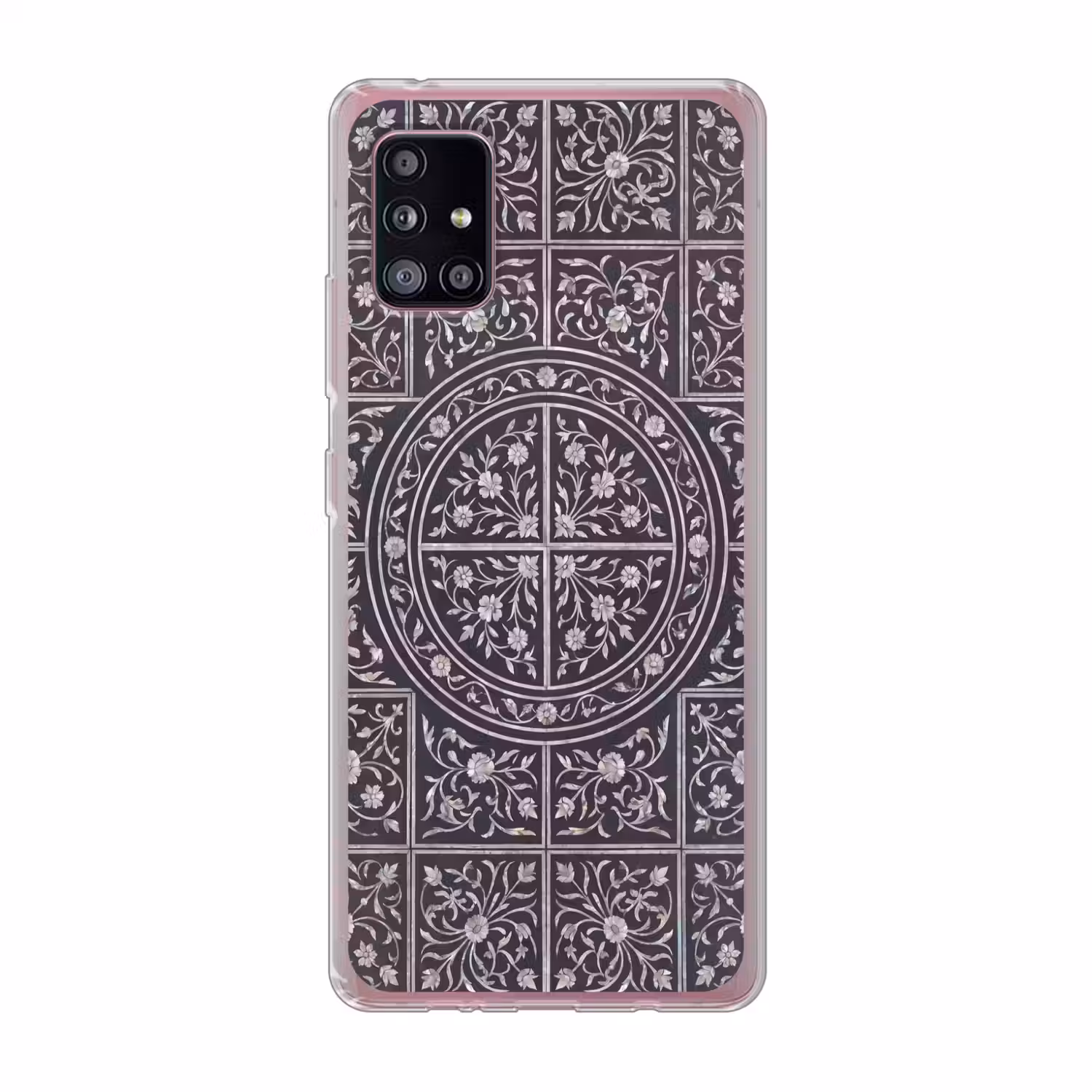 Patroon - Bloemmotief - Decoratie - Klassiek - Zwart Telefoonhoesje Samsung Galaxy A51 5G klein -3d