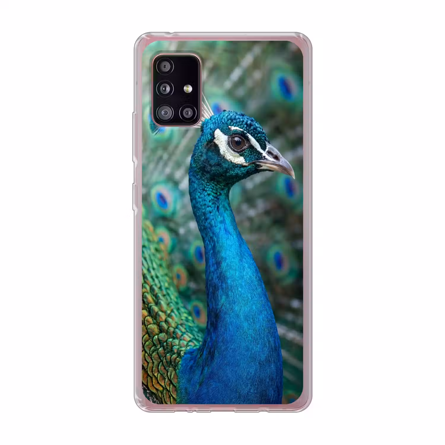 Pauw - Veren - Blauw Telefoonhoesje Samsung Galaxy A51 5G klein -3d