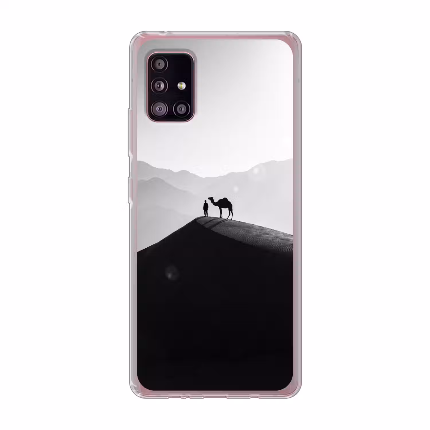 Mens - Kameel - Zandduin - Natuur - Monochroom Telefoonhoesje Samsung Galaxy A51 5G klein -3d