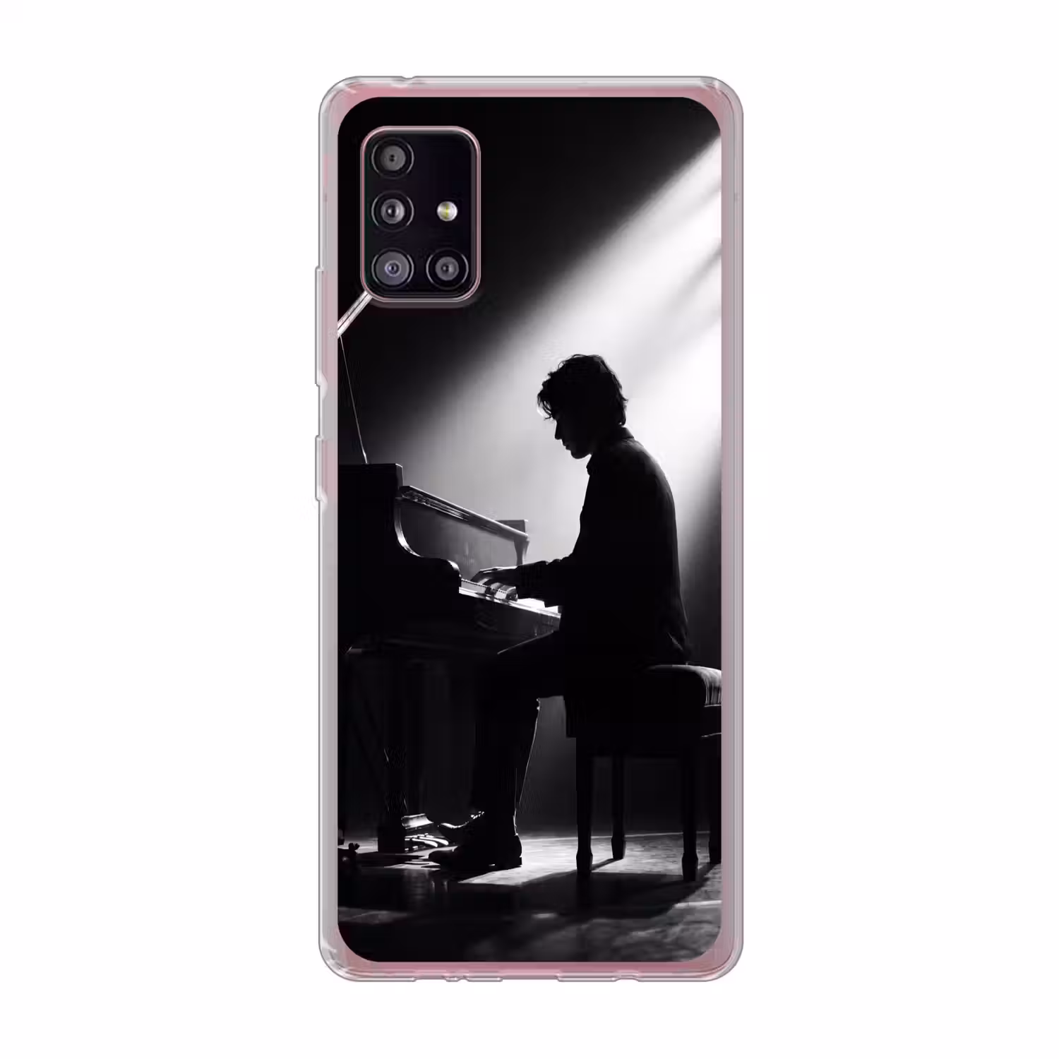 Persoon - Piano - Muziek - Zwart-wit - Podium Telefoonhoesje Samsung Galaxy A51 5G klein -3d