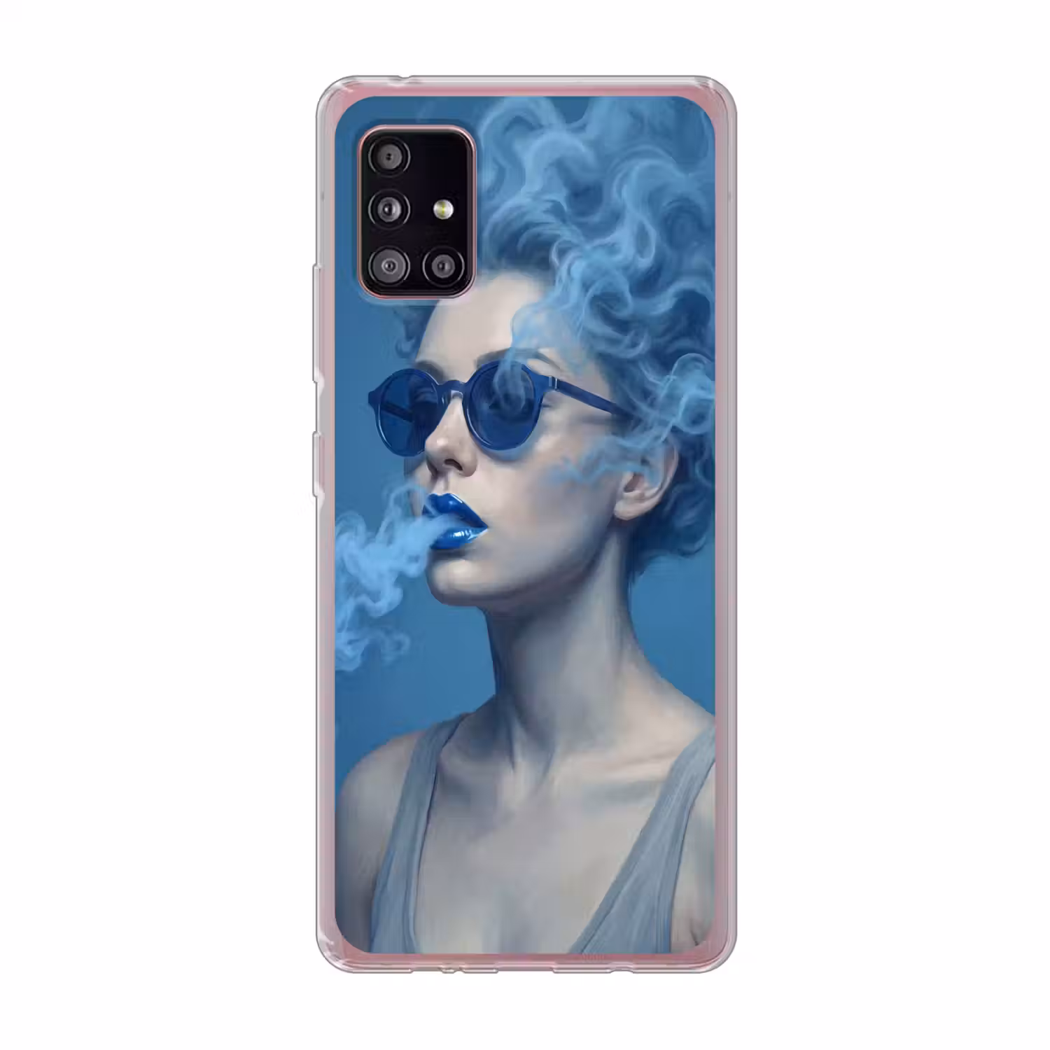 Portret - Zonnebril - Rook - Abstract - Blauw Telefoonhoesje Samsung Galaxy A51 5G klein -3d