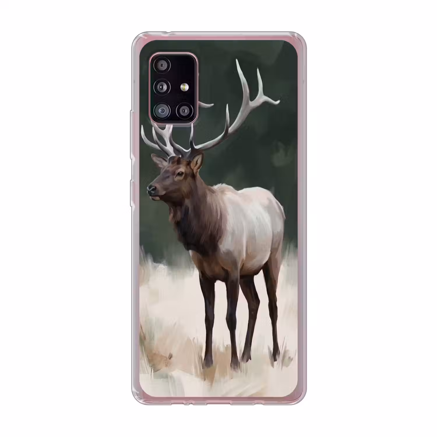 Edelhert - Gewei - Schildering - Rustiek Telefoonhoesje Samsung Galaxy A51 5G klein -3d
