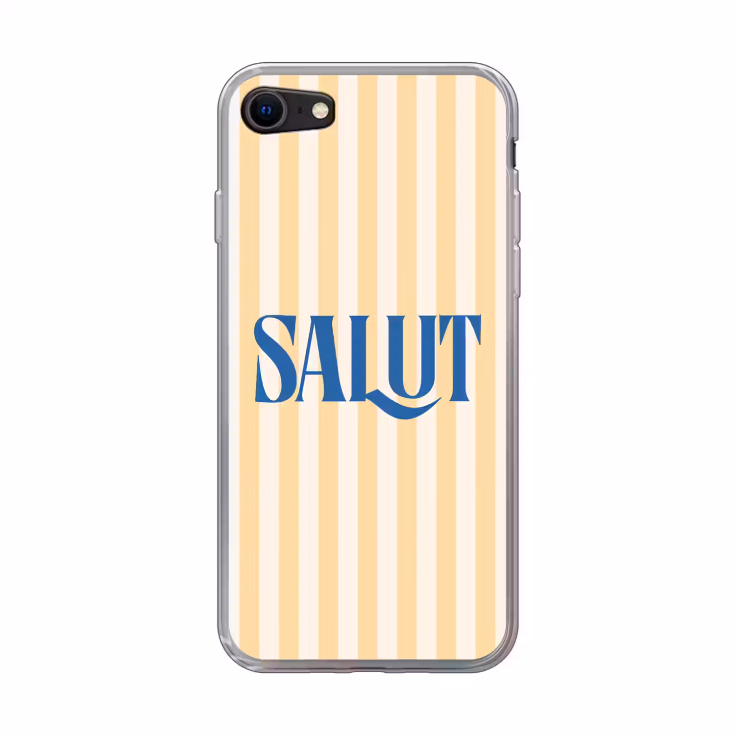 Salut - Quote - Strepen - Geel - Blauw - Wit Telefoonhoesje iPhone 7 klein -3d