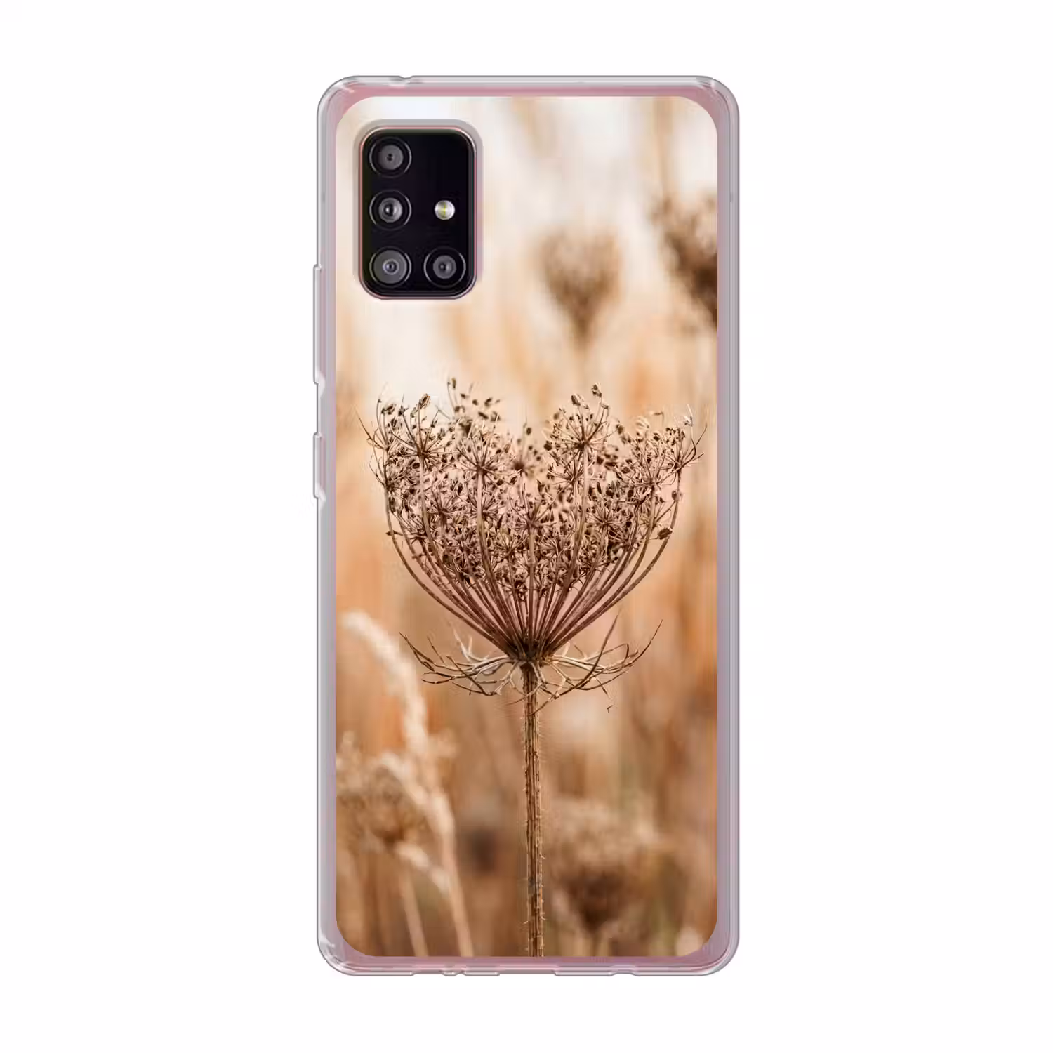 Schermbloem - Droogbloem - Winter - Beige - Minimalistisch Telefoonhoesje Samsung Galaxy A51 5G klein -3d