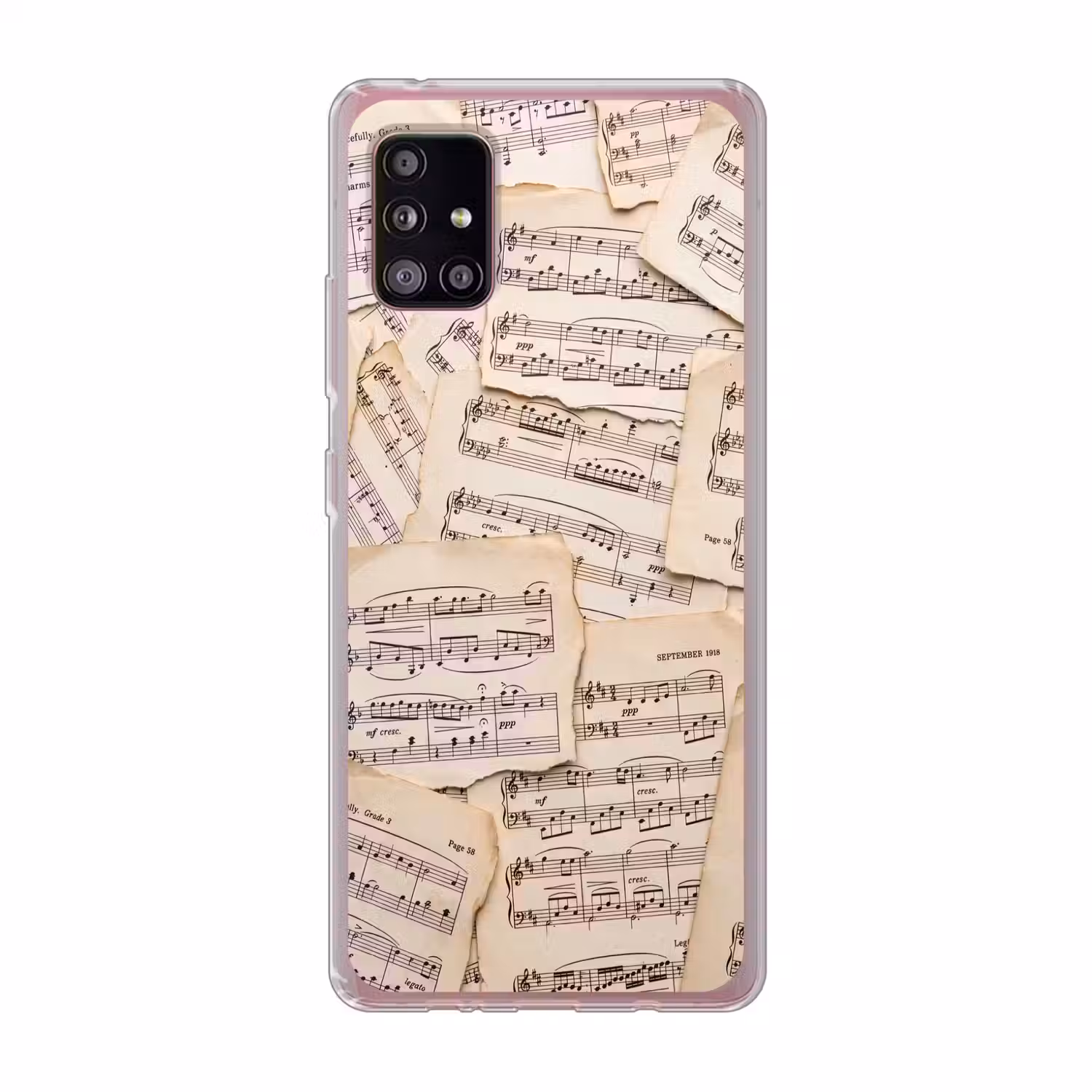 Bladmuziek - Oud - Noten - Vintage - Beige Telefoonhoesje Samsung Galaxy A51 5G klein -3d