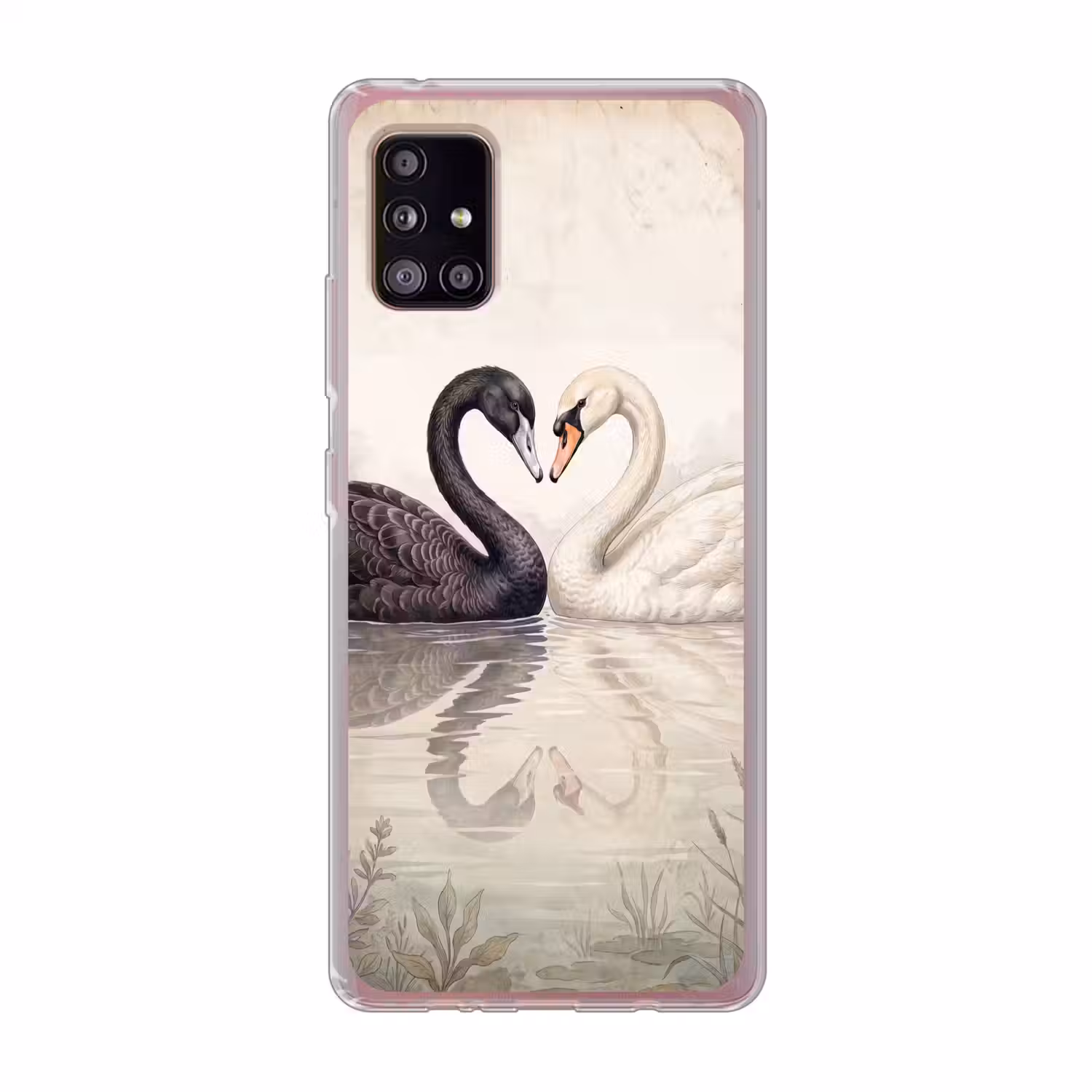 Zwanen - Hartvorm - Dieren Telefoonhoesje Samsung Galaxy A51 5G klein -3d