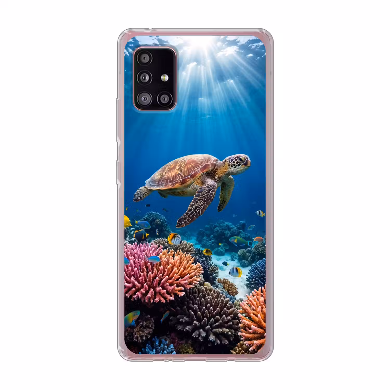 Schildpad - Koraalrif - Oceaan - Dieren - Blauw Telefoonhoesje Samsung Galaxy A51 5G klein -3d