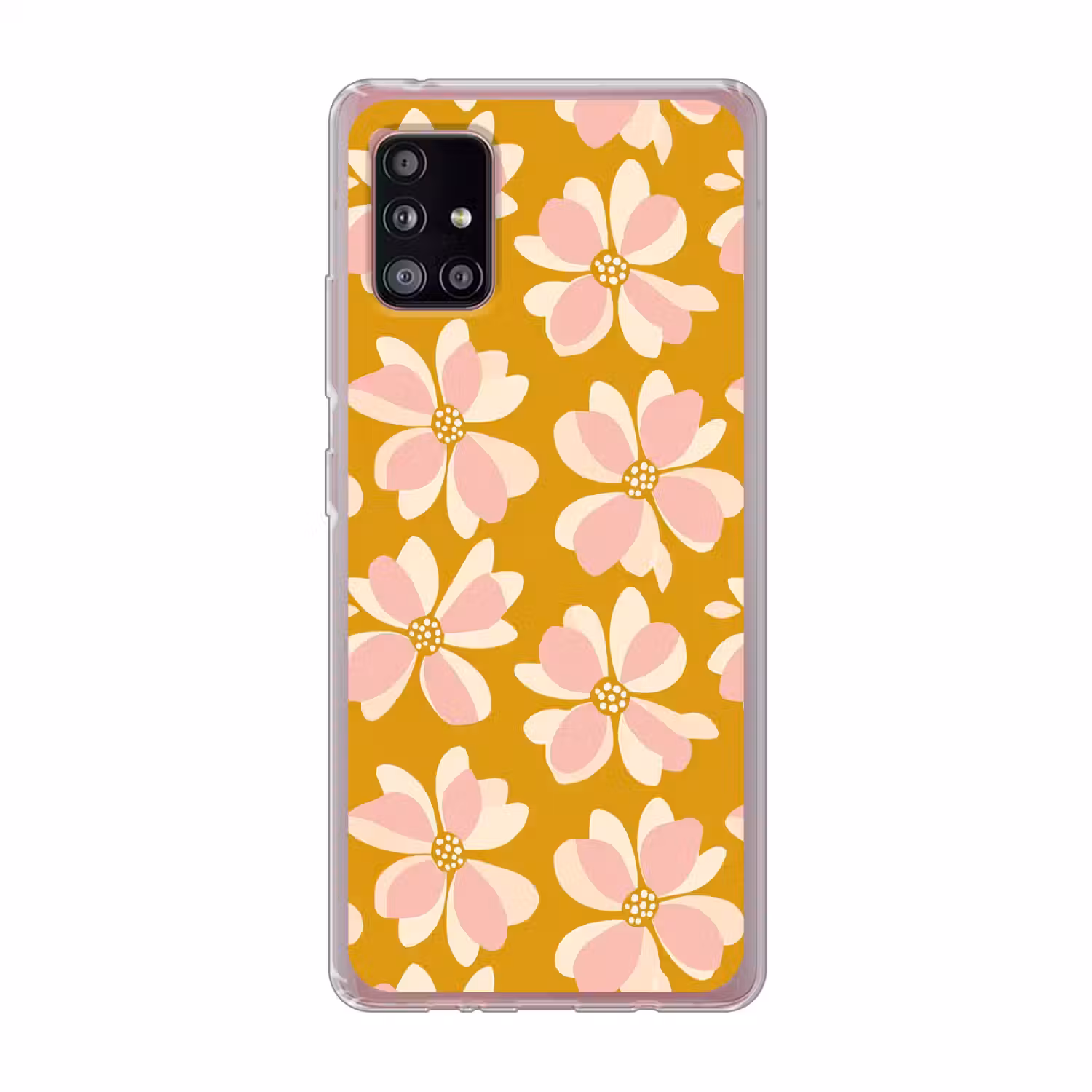 Vintage - Bloemen - Okergeel Telefoonhoesje Samsung Galaxy A51 5G klein 373 -3d
