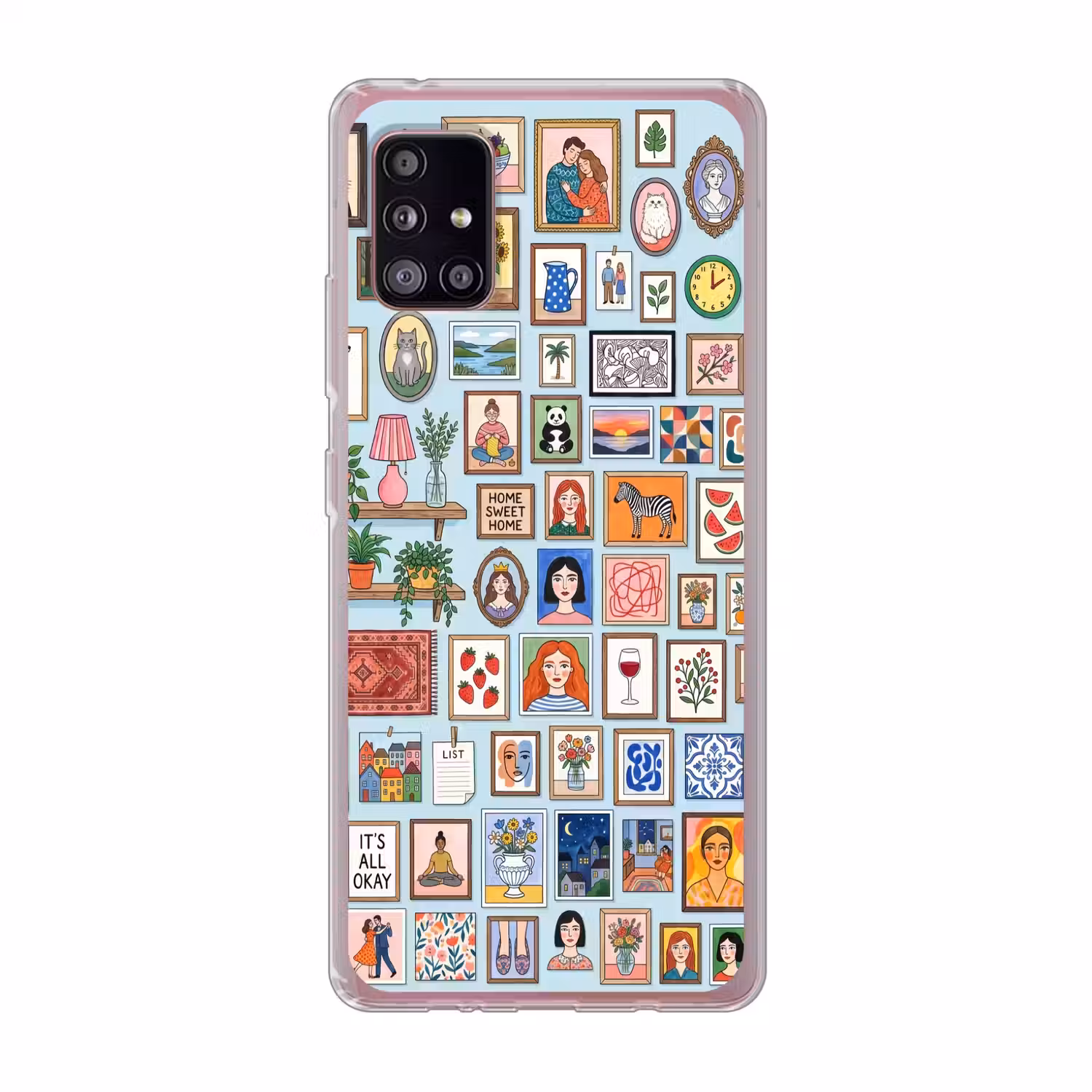 Wanddecoratie - Collectie - Huis - Illustratief - Kleurrijk Telefoonhoesje Samsung Galaxy A51 5G klein -3d