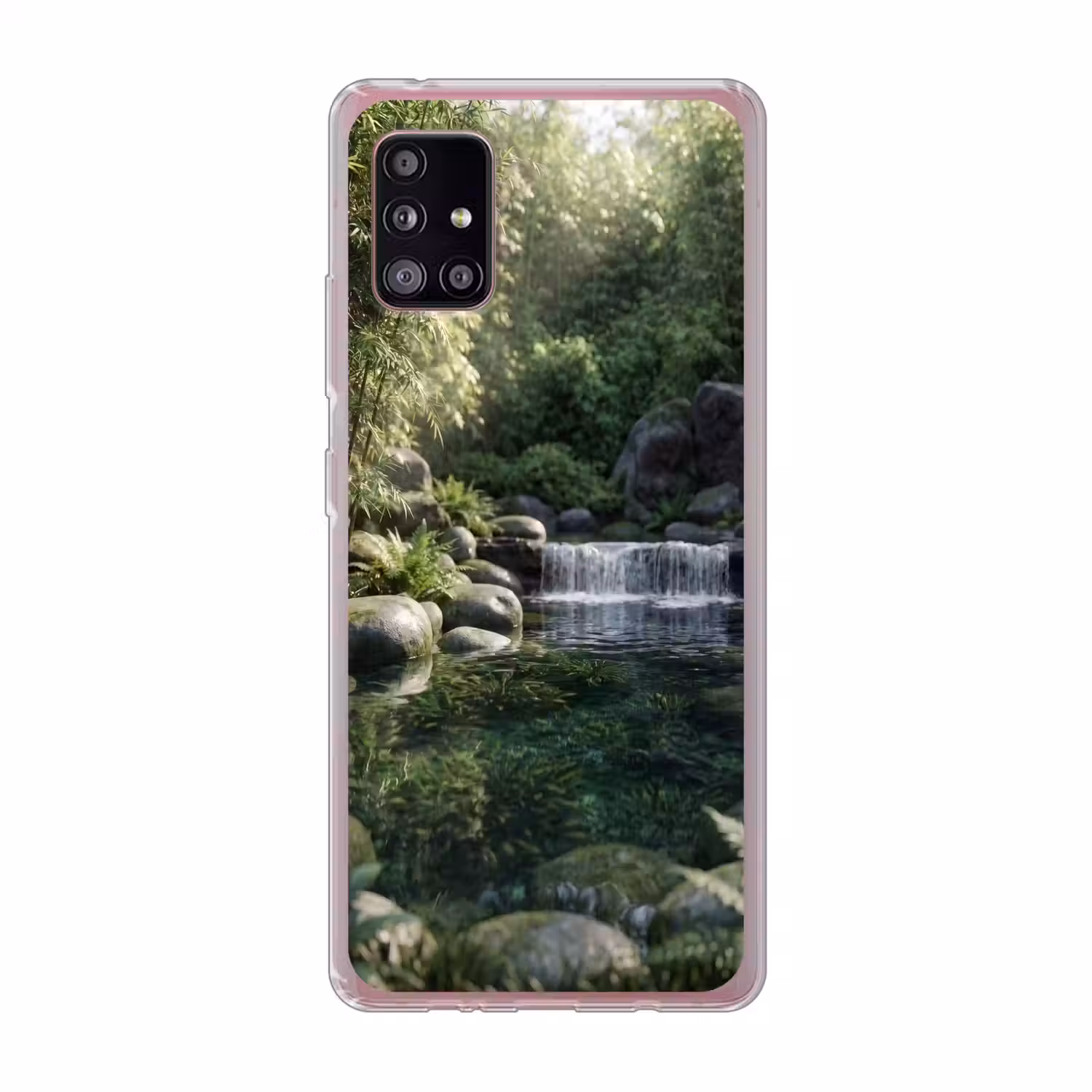 Beek - Waterval - Natuur - Groen Telefoonhoesje Samsung Galaxy A51 5G klein -3d