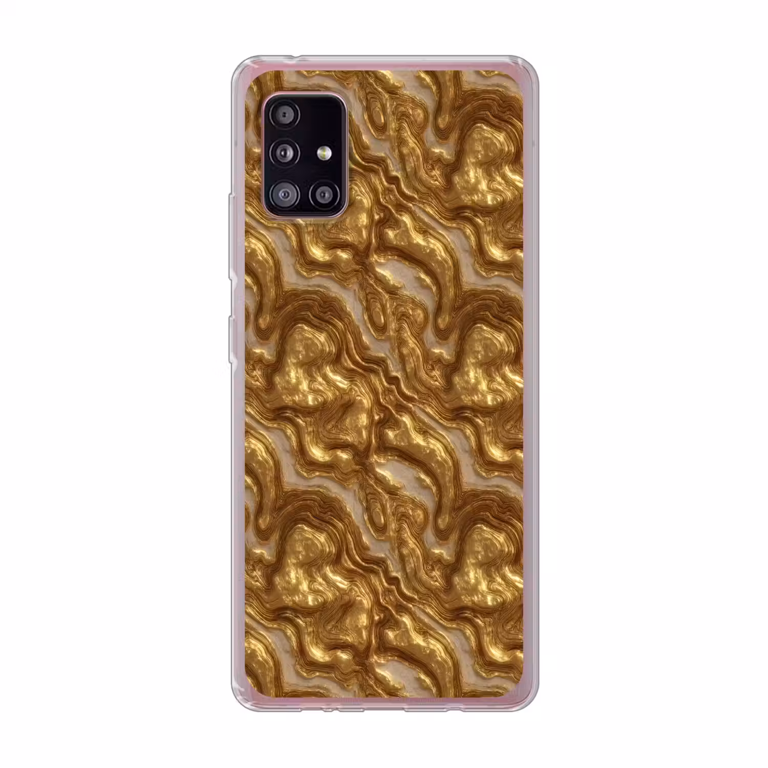 Golven - Organisch - Goud - Crème Telefoonhoesje Samsung Galaxy A51 5G klein 373 -3d