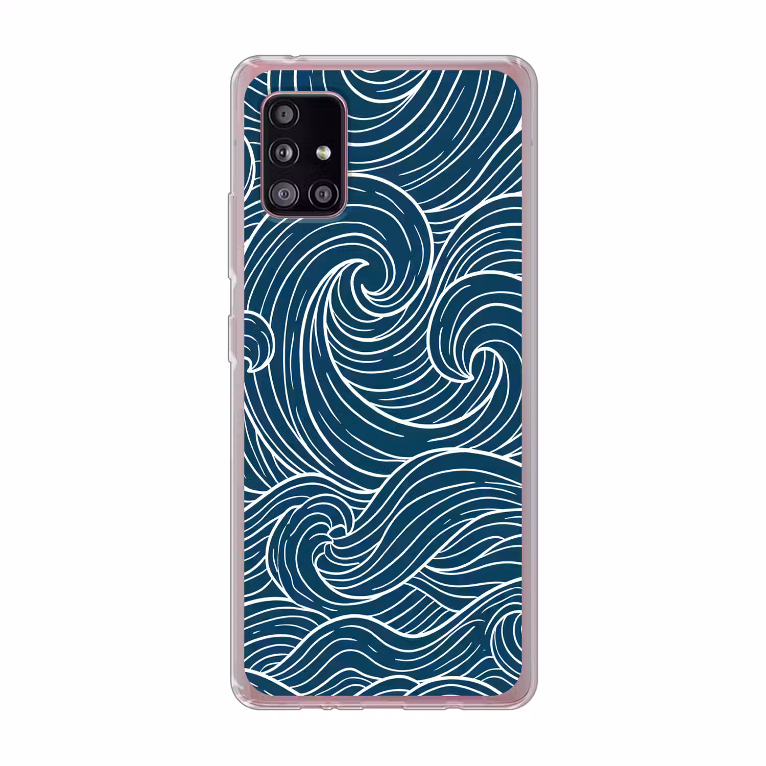 Golven - Spiraal - Water - Abstract - Blauw Telefoonhoesje Samsung Galaxy A51 5G klein -3d