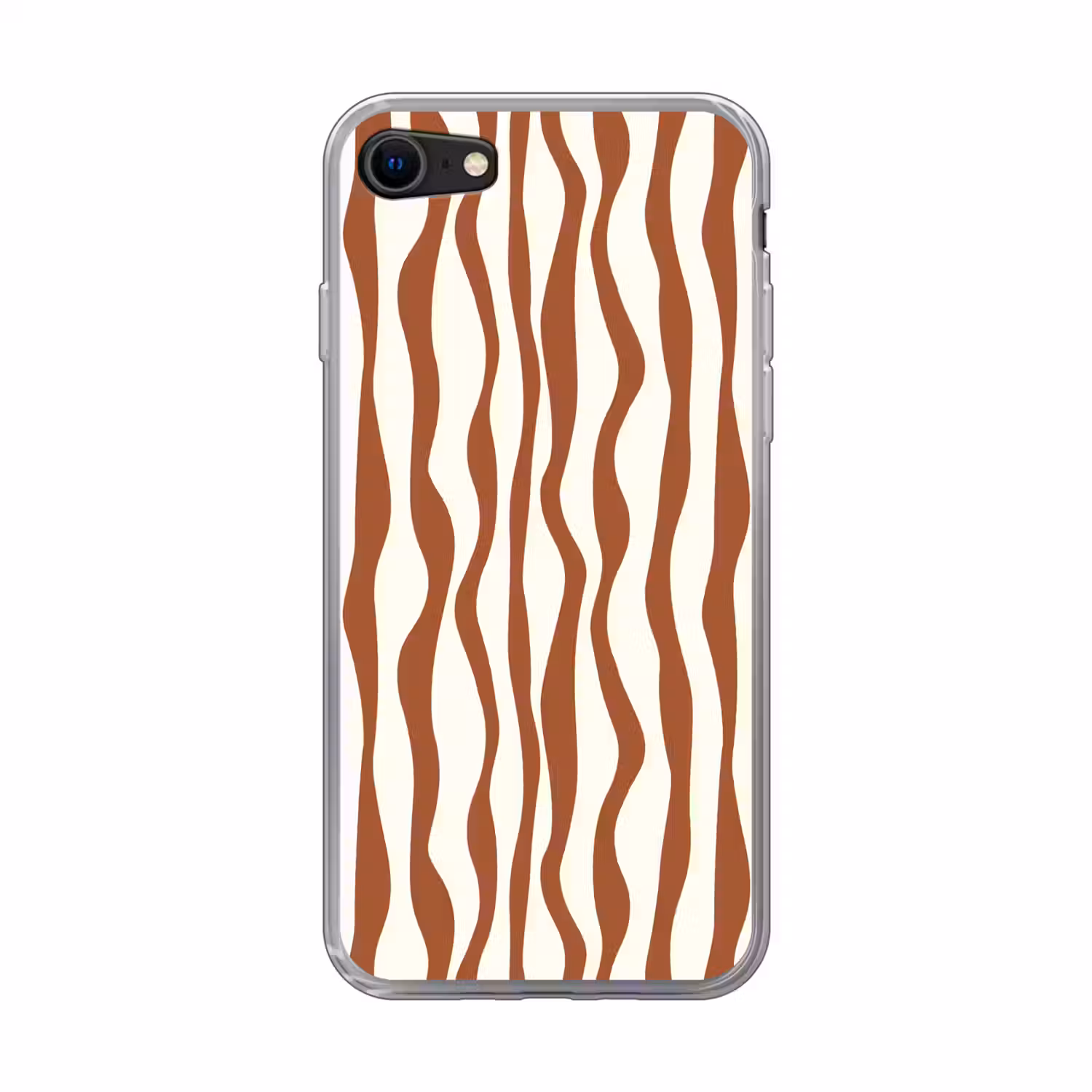 Golvende lijnen - Strepen - Beige - Bruin Telefoonhoesje iPhone 7 klein -3d