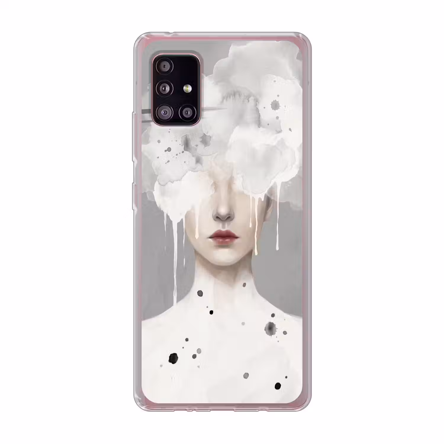 Vrouw - Wolk - Grijs Telefoonhoesje Samsung Galaxy A51 5G klein -3d