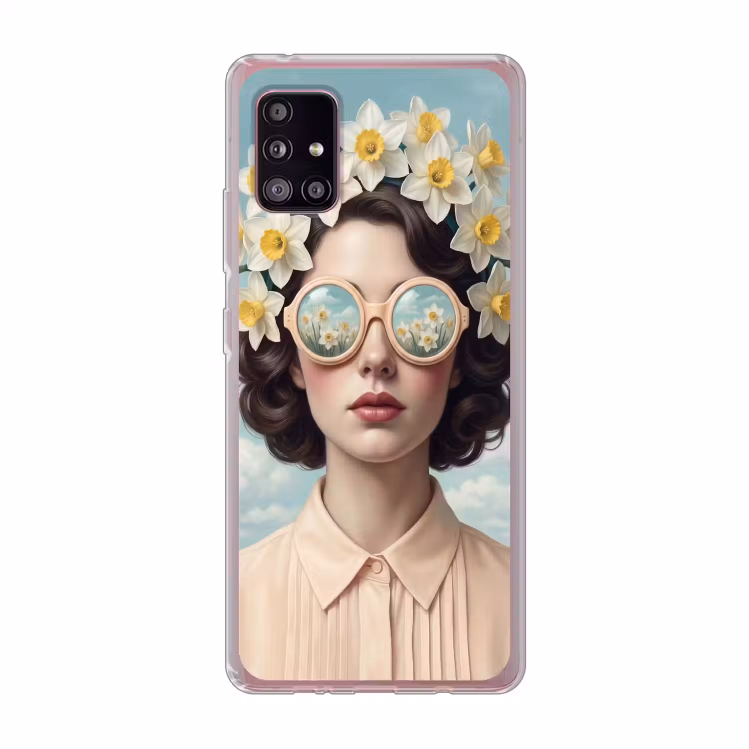 Vrouw - Narcissen - Geel Telefoonhoesje Samsung Galaxy A51 5G klein -3d