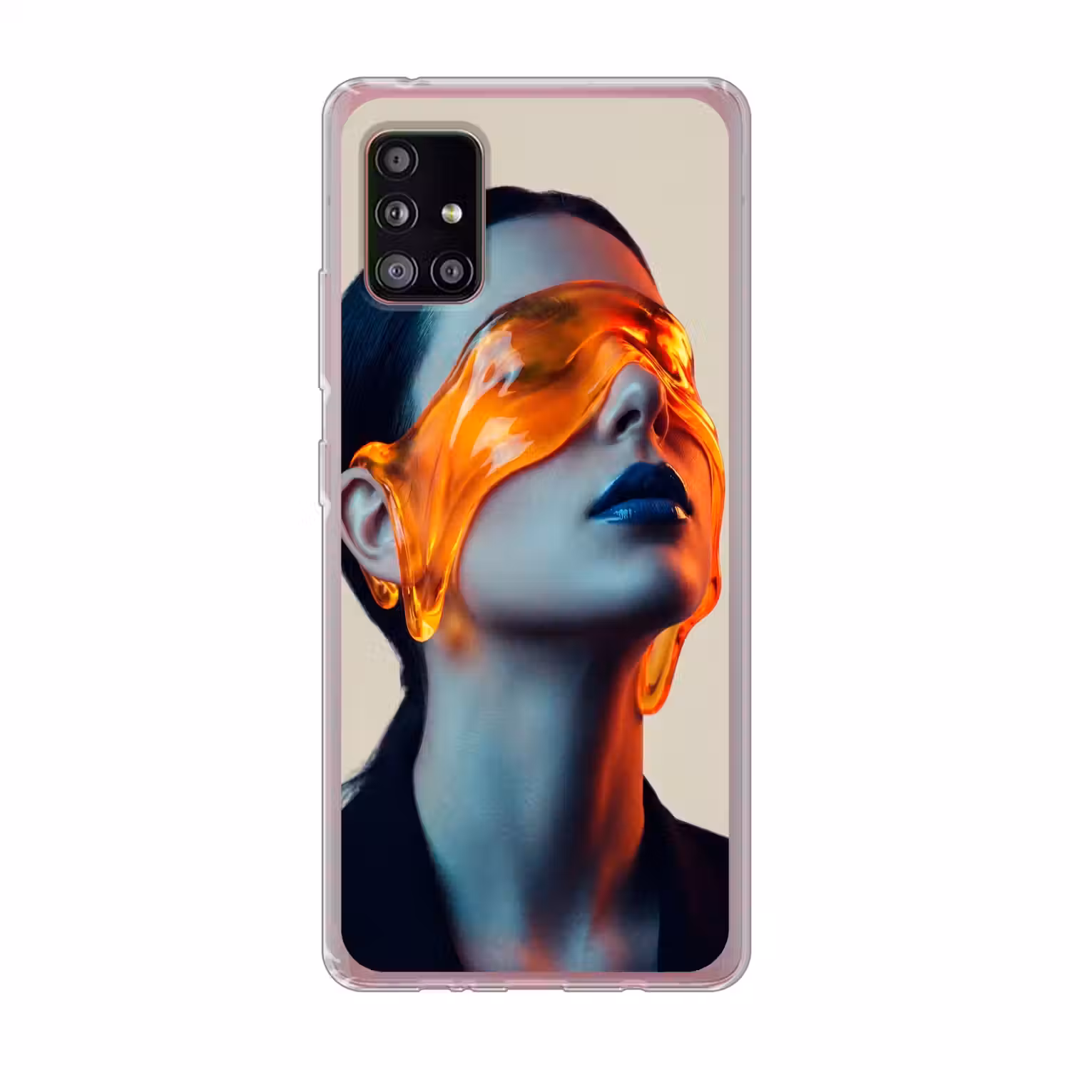 Vrouw - Oranje - Abstract - Modern - Kleurrijk Telefoonhoesje Samsung Galaxy A51 5G klein -3d