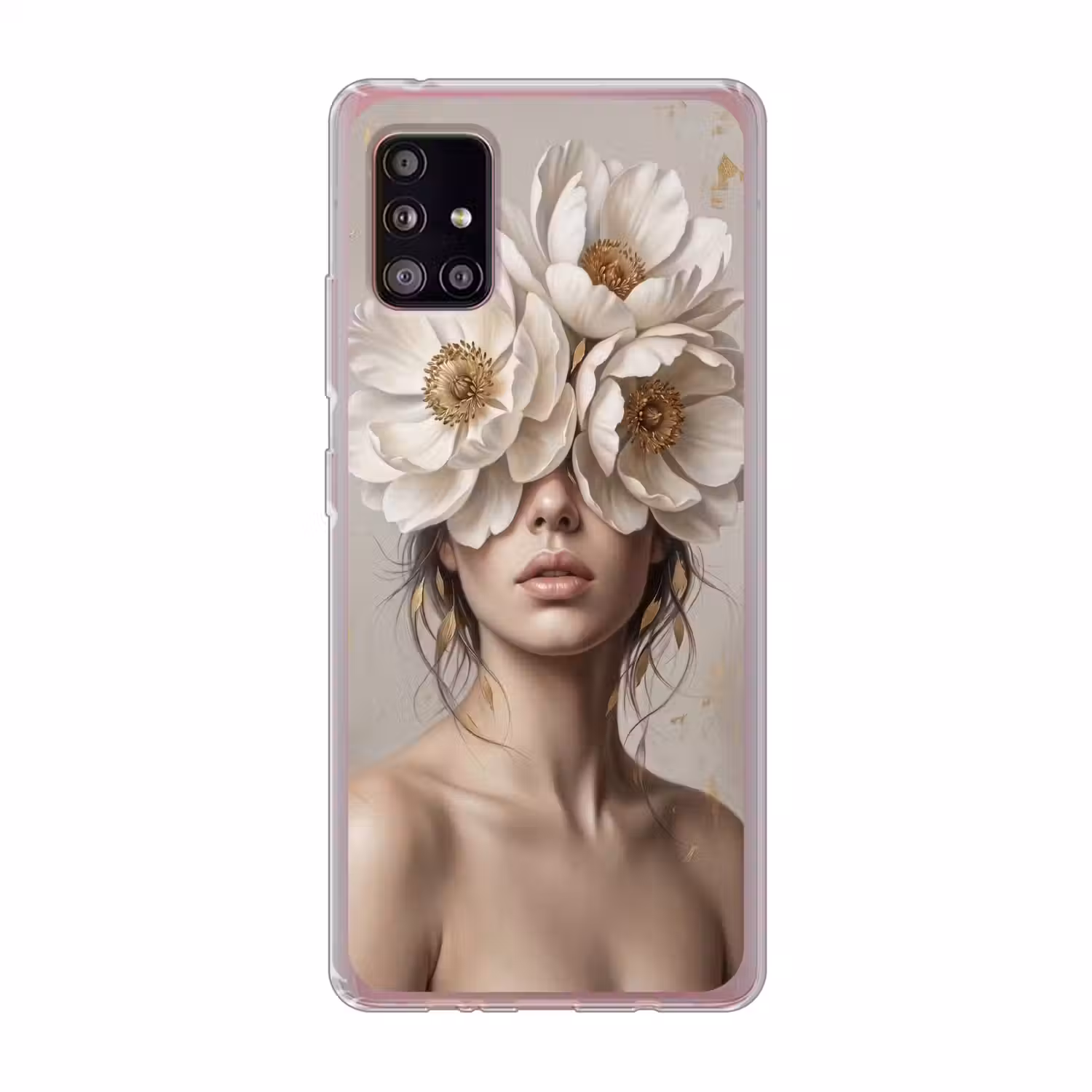 Vrouw - Pioenroos - Wit Telefoonhoesje Samsung Galaxy A51 5G klein -3d