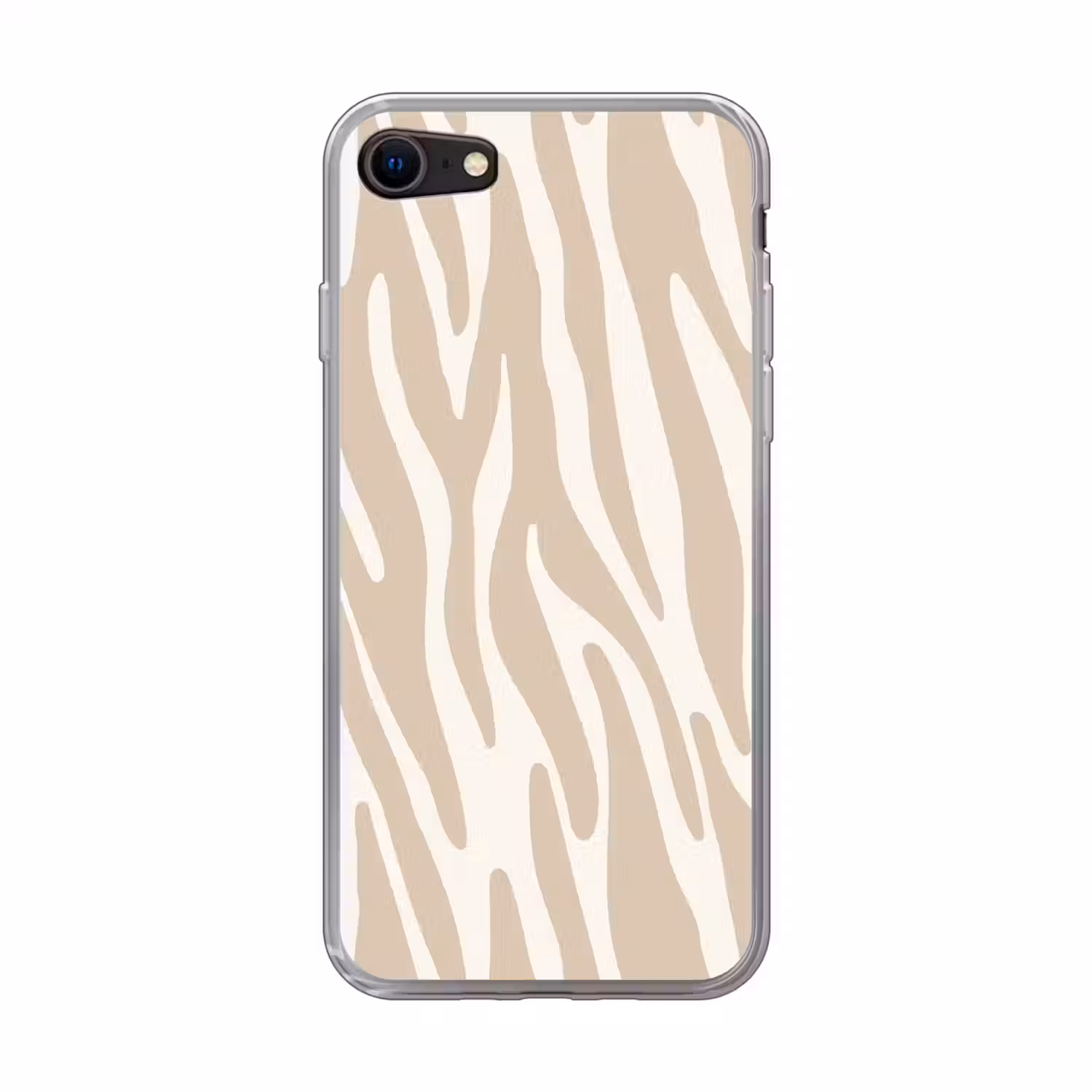 Zebraprint - Beige - Wit - Dierenprint Telefoonhoesje iPhone 7 klein -3d