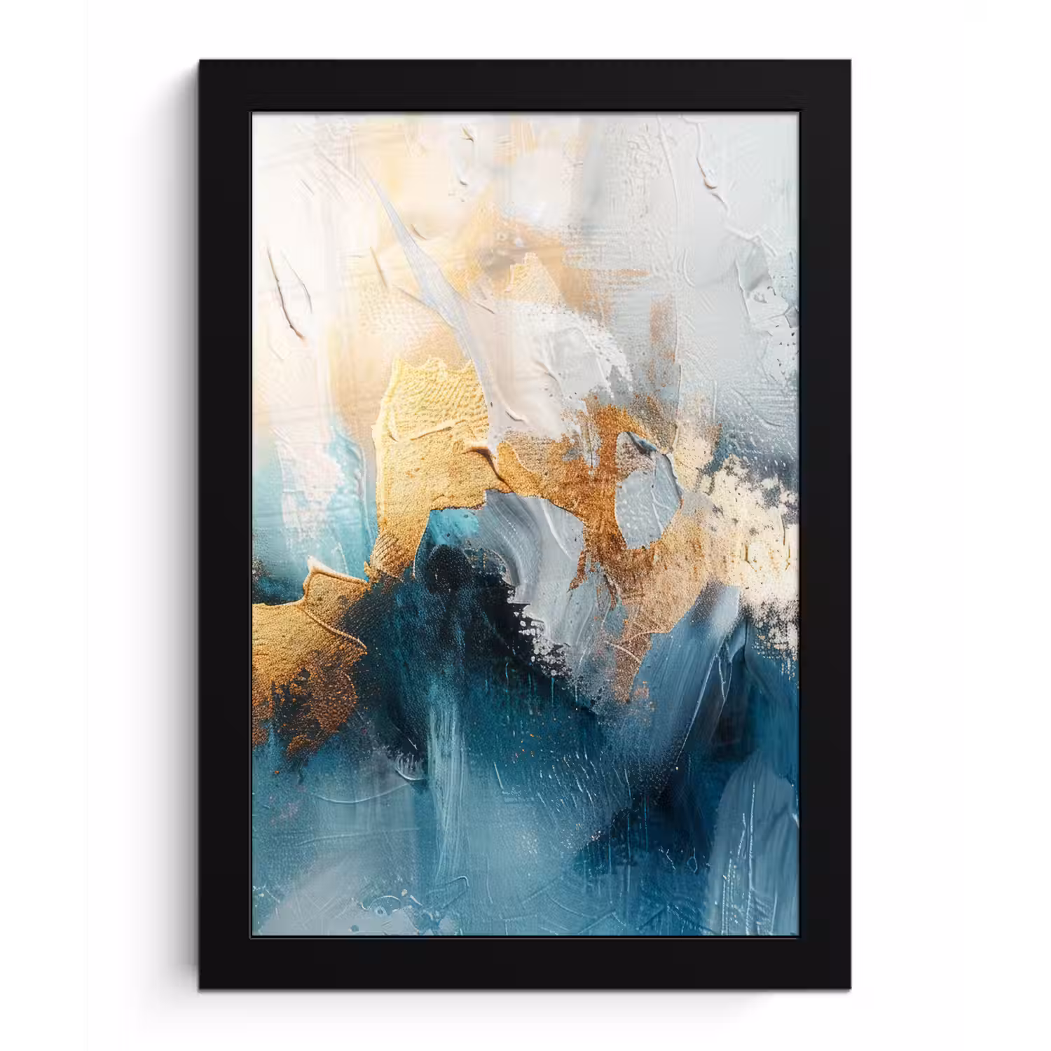 Abstract - Kunst - Gold - Blauw fotolijst zwart zonder passe partout klein -3d