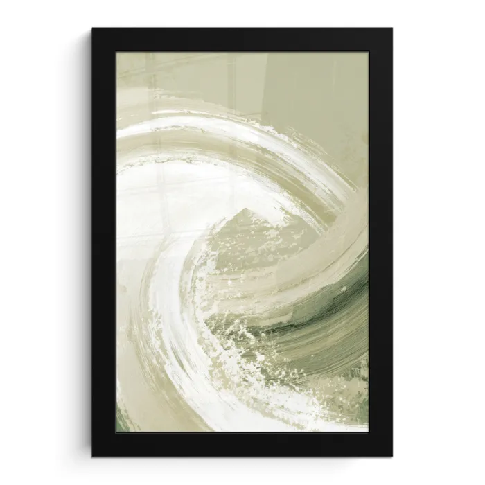 Abstract - Penseelstreken - Golven - Groen fotolijst zwart zonder passe partout klein -3d