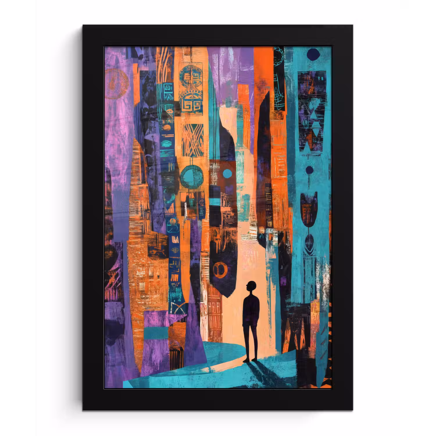 Abstract - Figuren - Kleurrijk fotolijst zwart zonder passe partout klein -3d