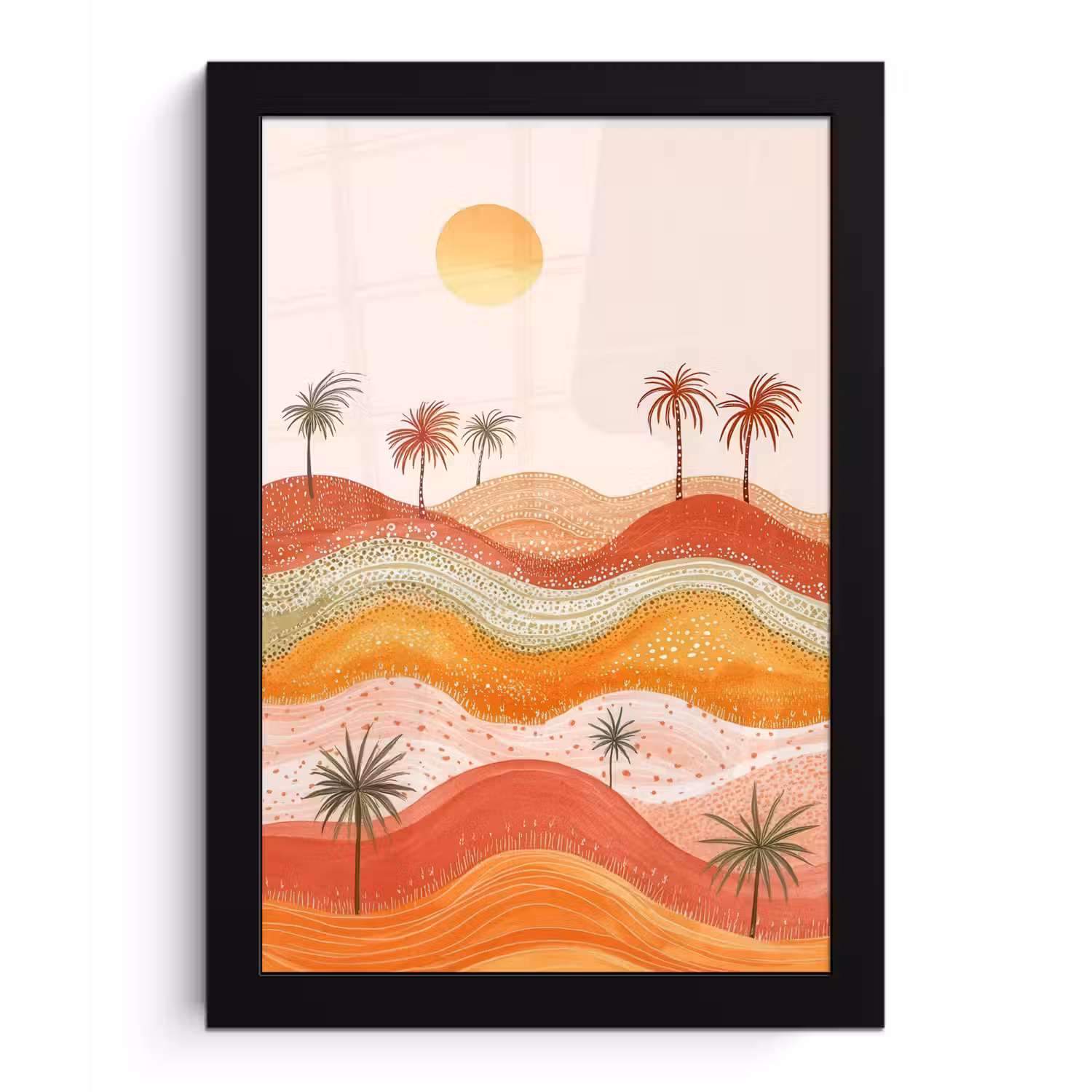 Abstract landschap - Palmbomen - Kleurrijk fotolijst zwart zonder passe partout klein -3d