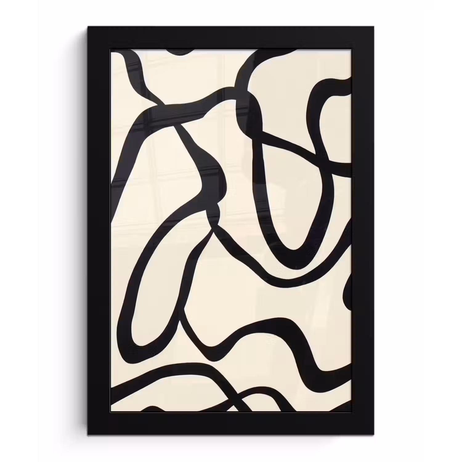 Abstract - Lijnen - Modern - Beige fotolijst zwart zonder passe partout klein -3d