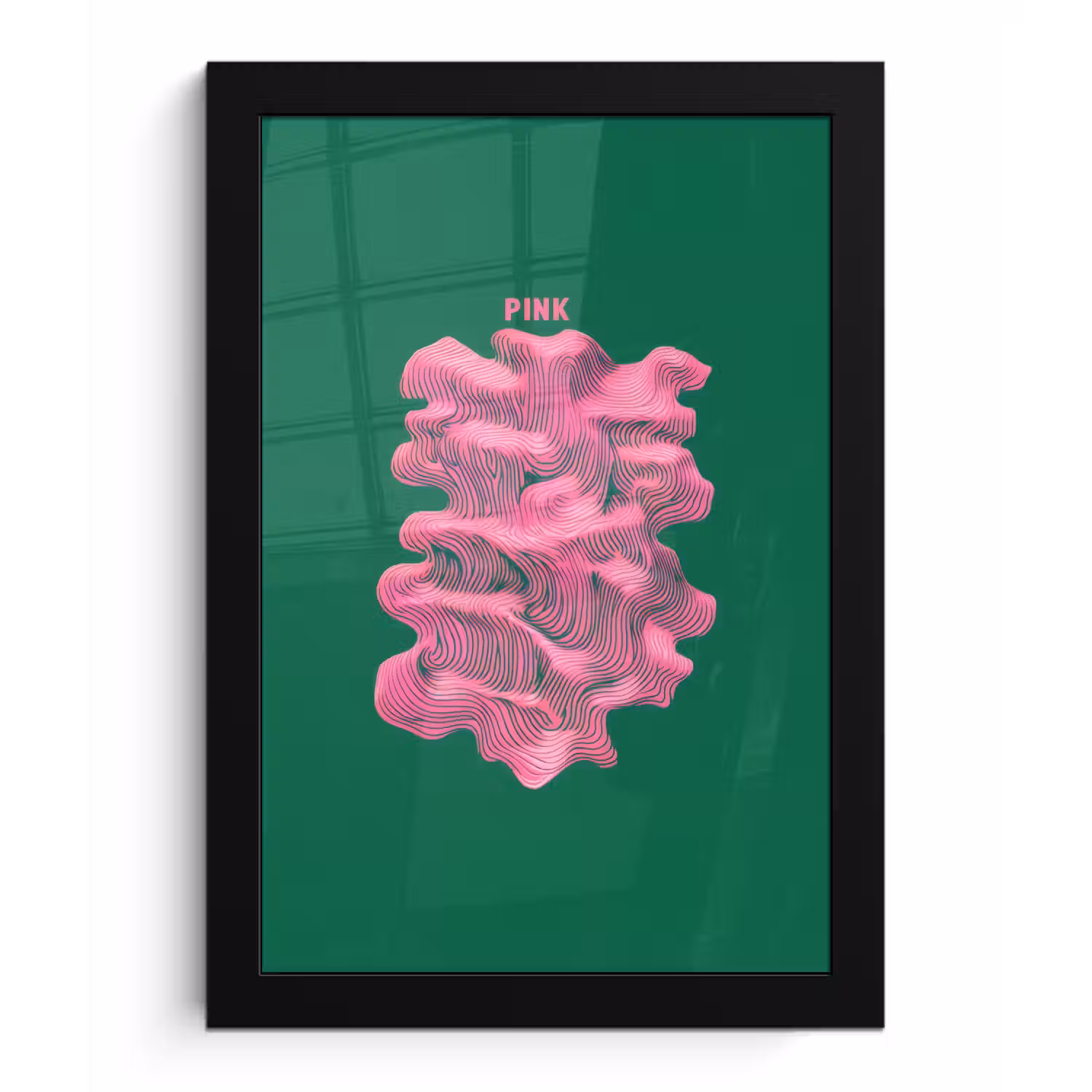 Abstract - Pink - Lijnen - Groen fotolijst zwart zonder passe partout klein -3d
