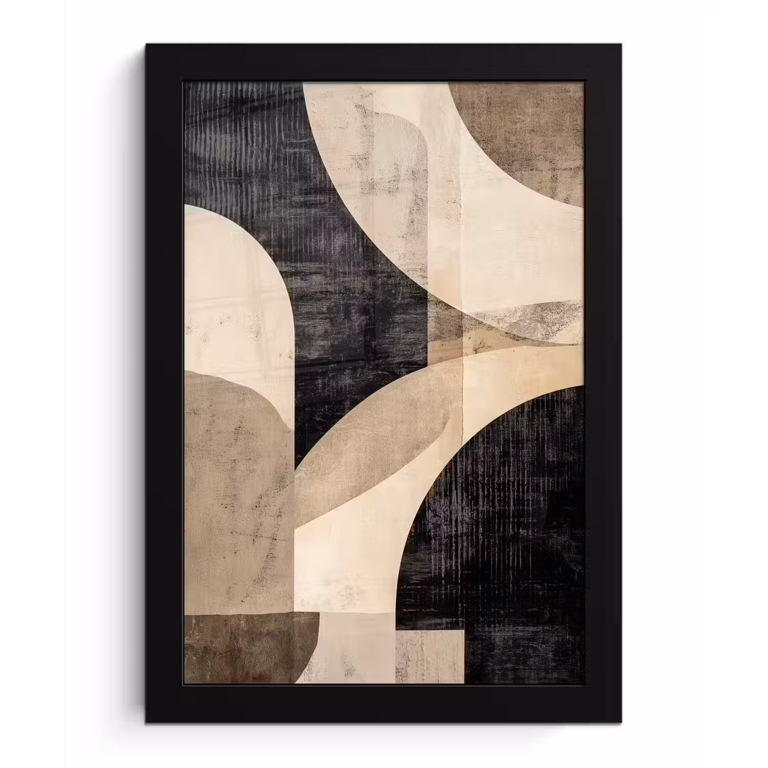 Abstract - Vormen - Modern - Beige fotolijst zwart zonder passe partout klein -3d