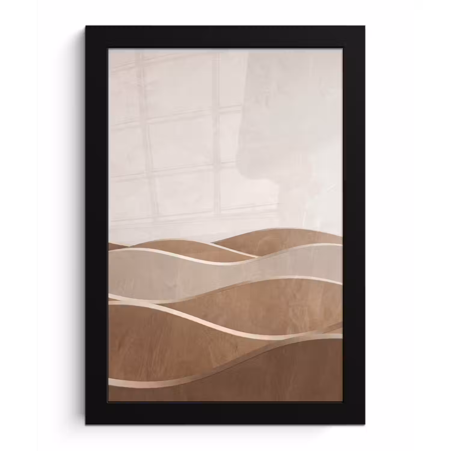 Abstract - Golven - Modern - Beige fotolijst zwart zonder passe partout klein -3d