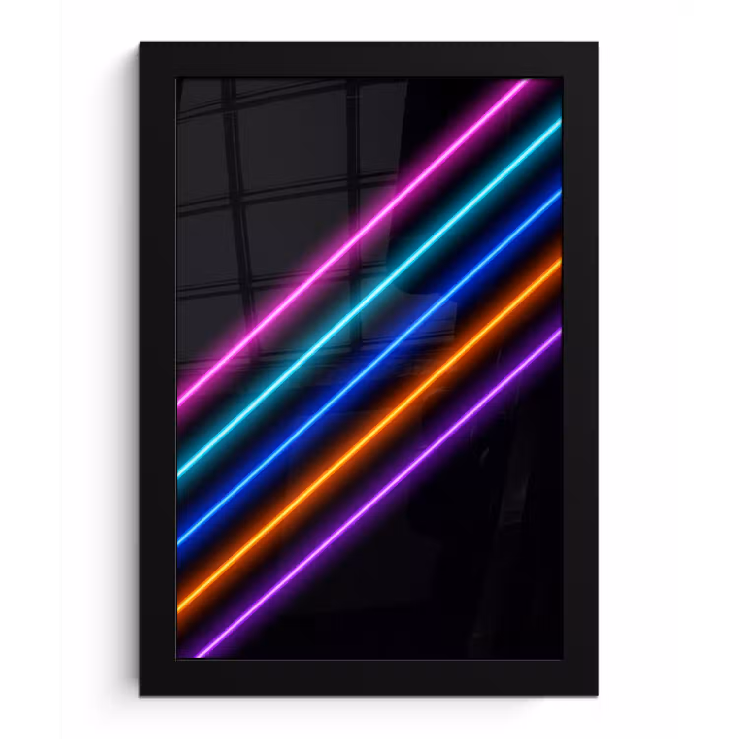 Esthetiek - Retro - Neon fotolijst zwart zonder passe partout klein -3d