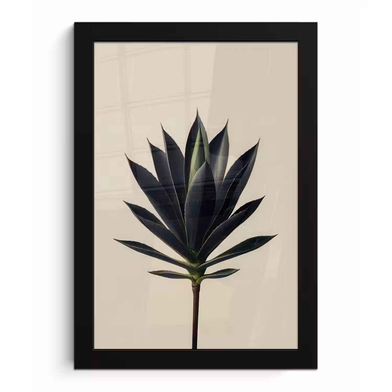 Agaveplant - Symmetrisch - Groen fotolijst zwart zonder passe partout klein -3d